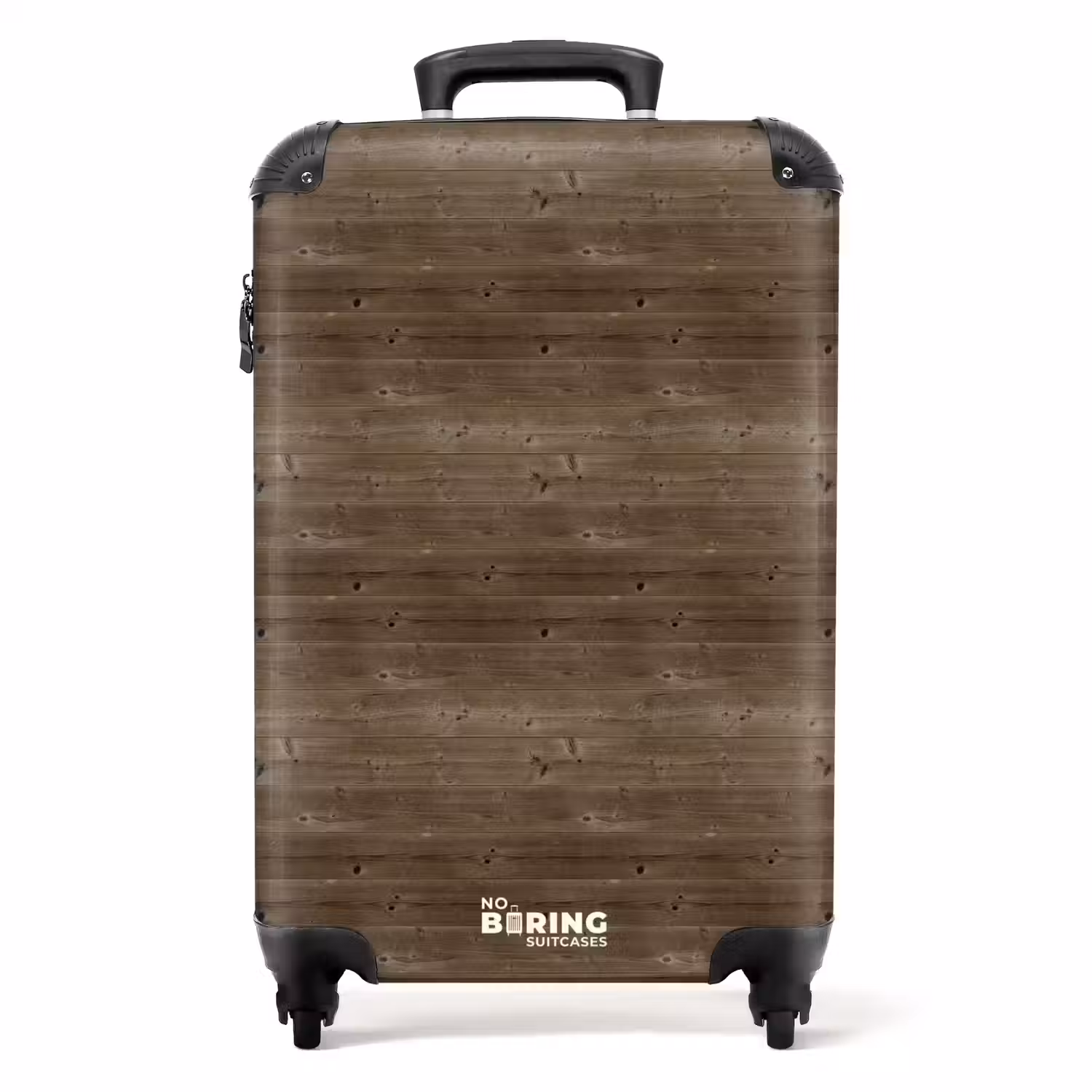 Donkerbruin hout met horizontale nerven en knoesten NBS - Handbagage koffer - Volwassenen Unisex middel -productfoto_recht