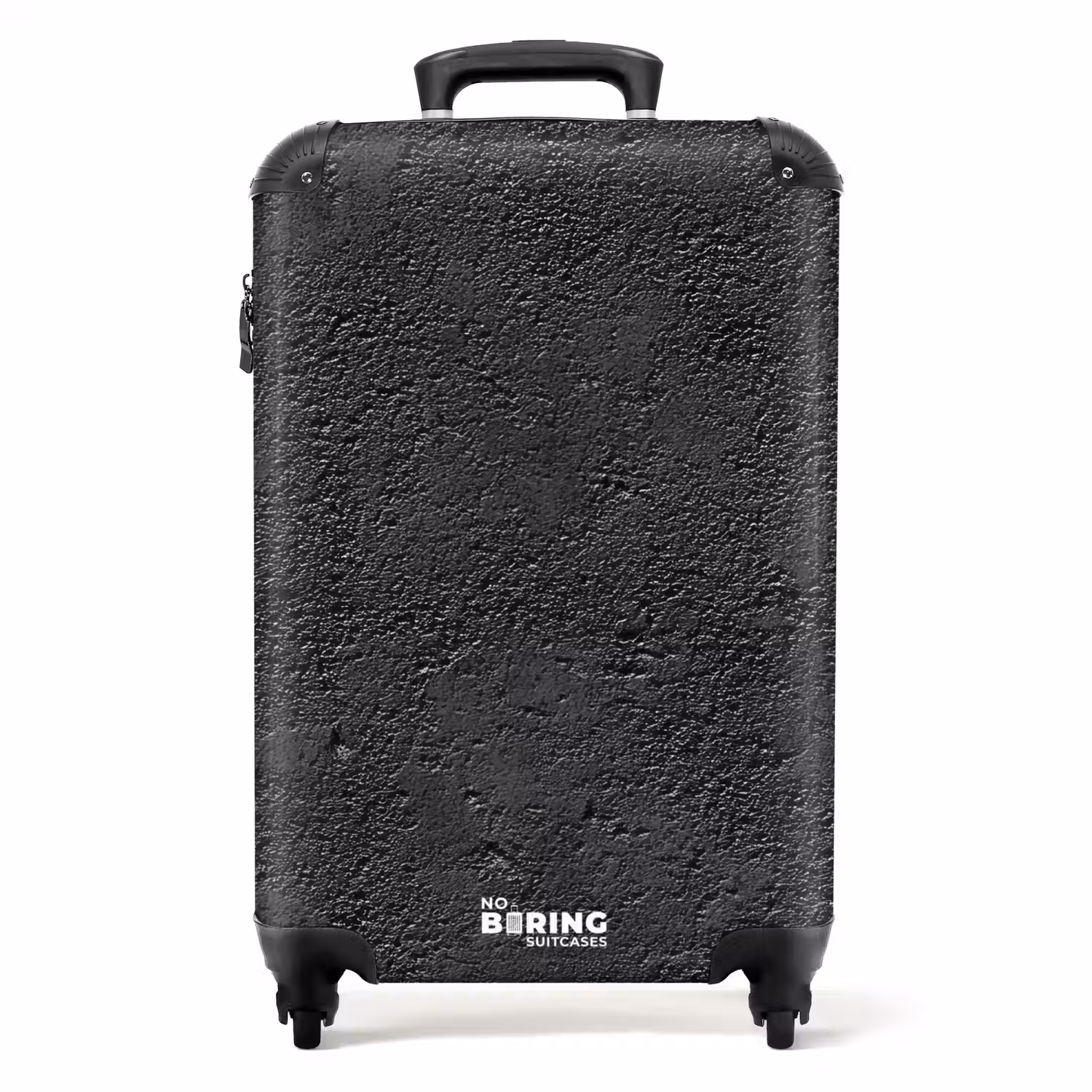 Donkergrijs - Asfaltstructuur - Ruw NBS - Handbagage koffer - Volwassenen Unisex middel -productfoto_recht