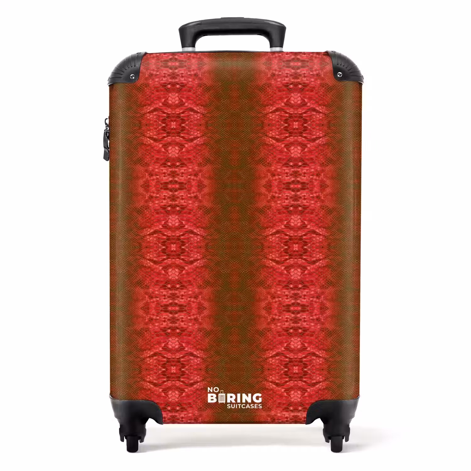 Dieprood slangenhuid met symmetrische schubstructuur NBS - Handbagage koffer - Volwassenen Unisex middel -productfoto_recht