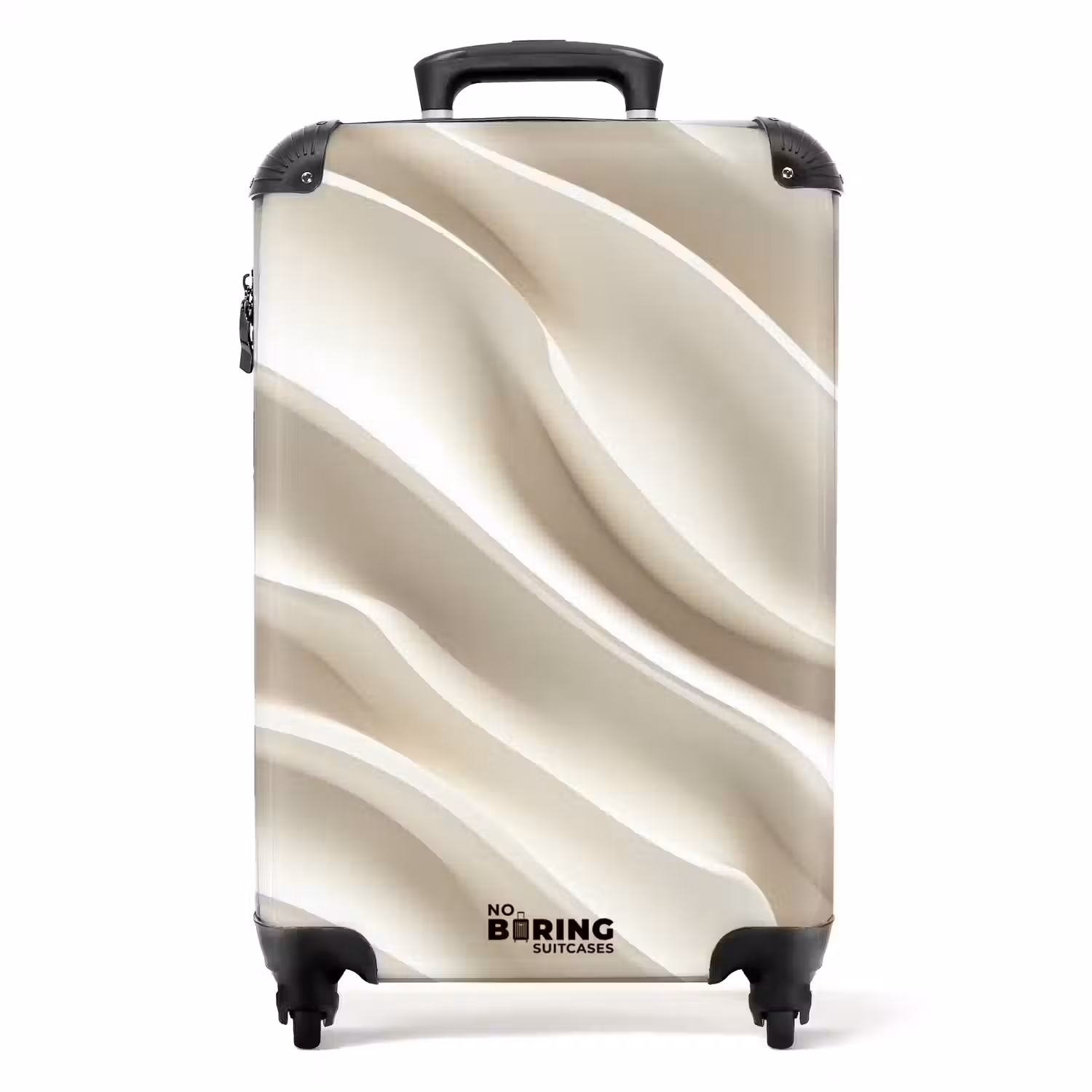 Diagonaal - Golven - Crème NBS - Handbagage koffer - Volwassenen Unisex middel -productfoto_recht