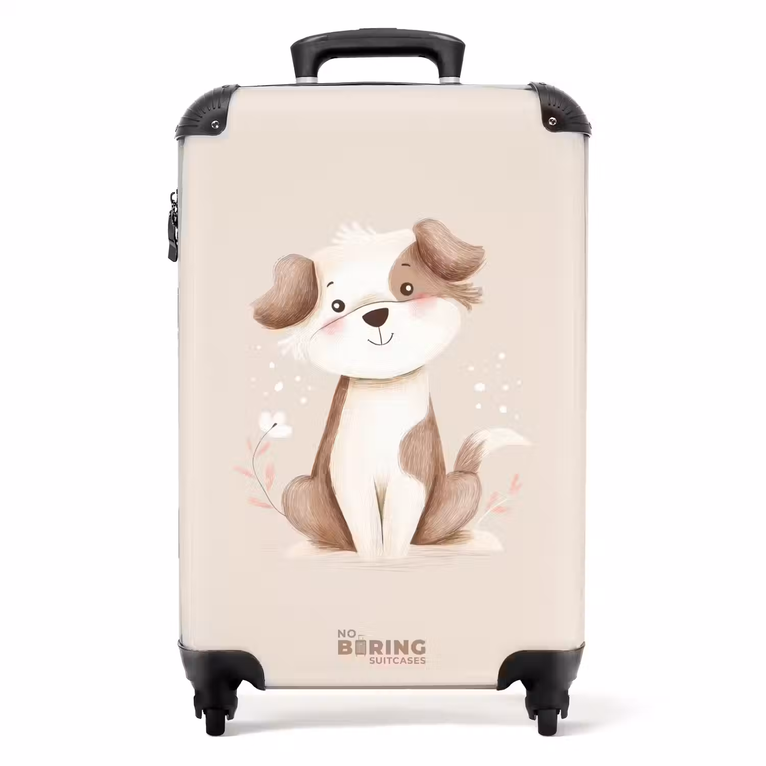 Hond in de kleuren bruin en beige NBS - Handbagage koffer - Volwassenen Unisex middel -productfoto_recht