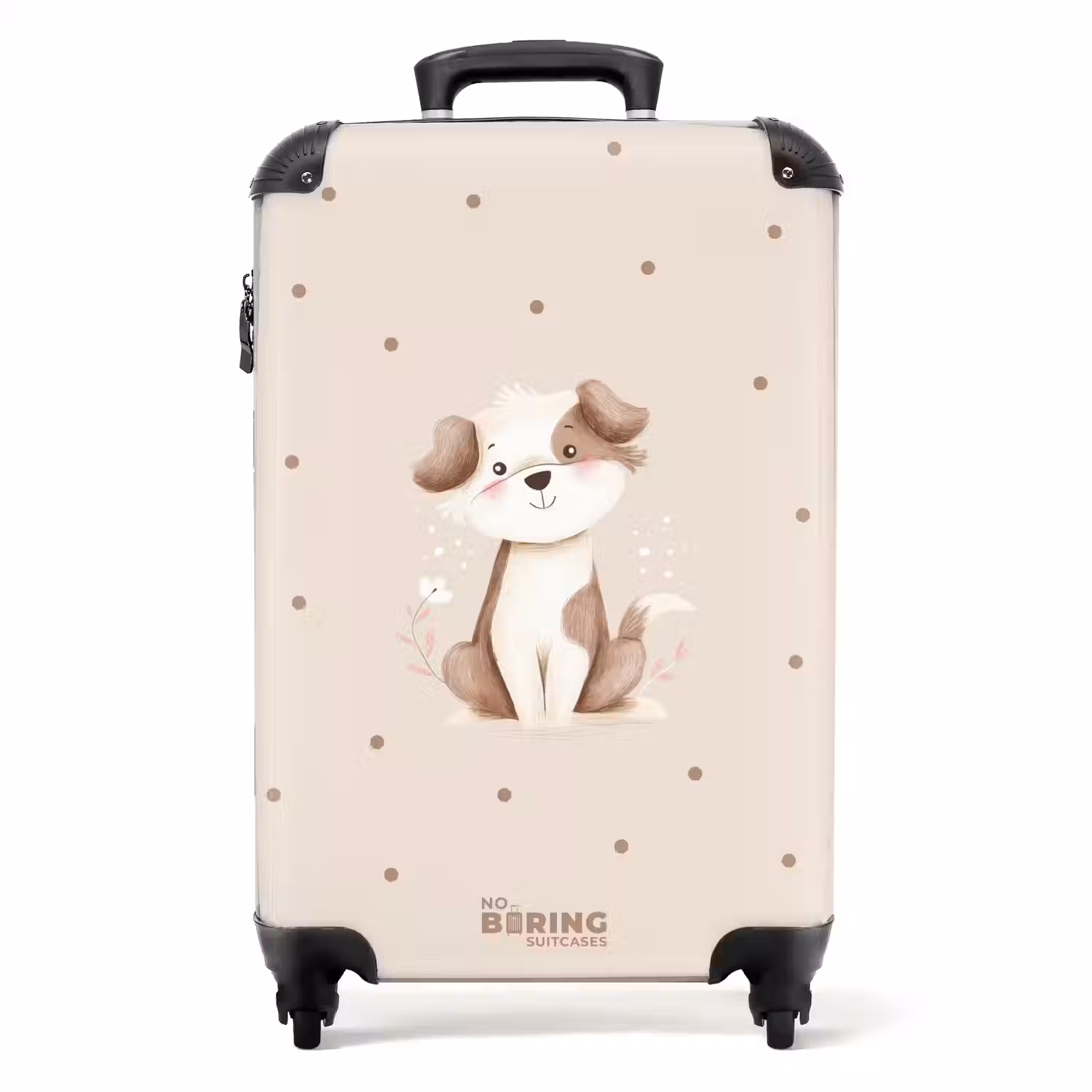 Honden pup omringd door bruine stippen NBS - Handbagage koffer - Volwassenen Unisex middel -productfoto_recht