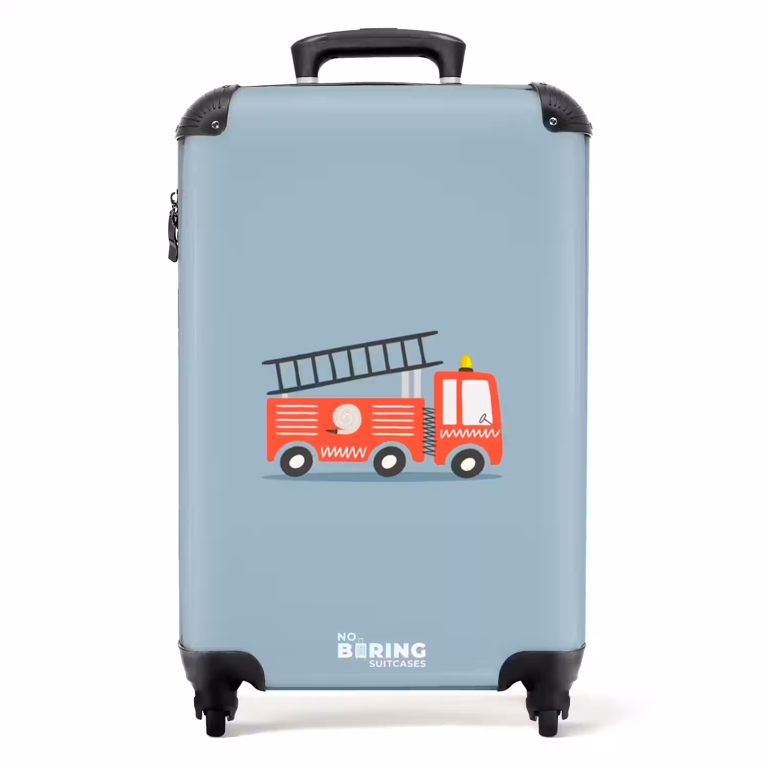 Brandweerauto blauwe achtergrond NBS - Handbagage koffer - Unisex middel -productfoto_recht