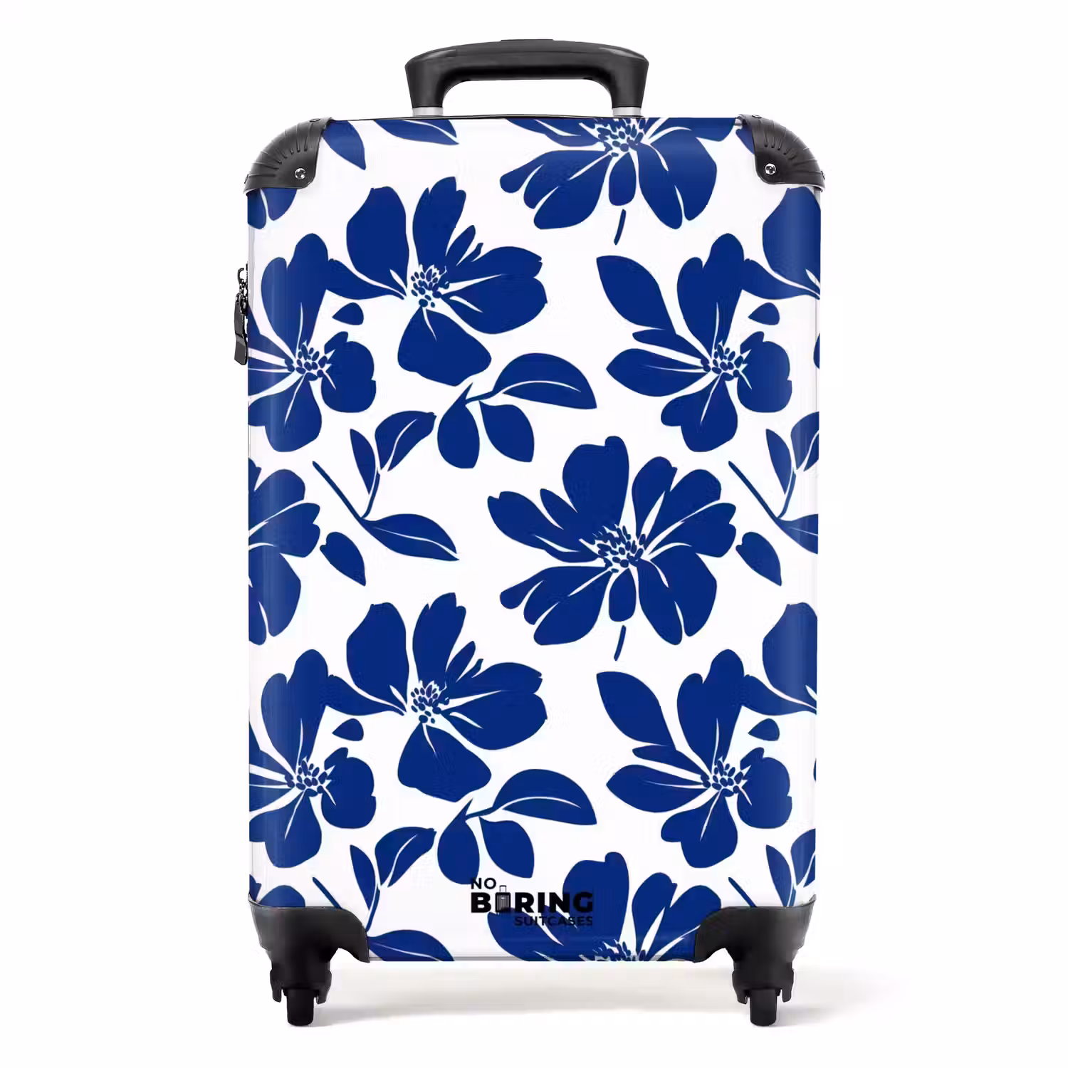 Floraal - Modern - Blauw NBS - Handbagage koffer - Volwassenen Unisex middel -productfoto_recht