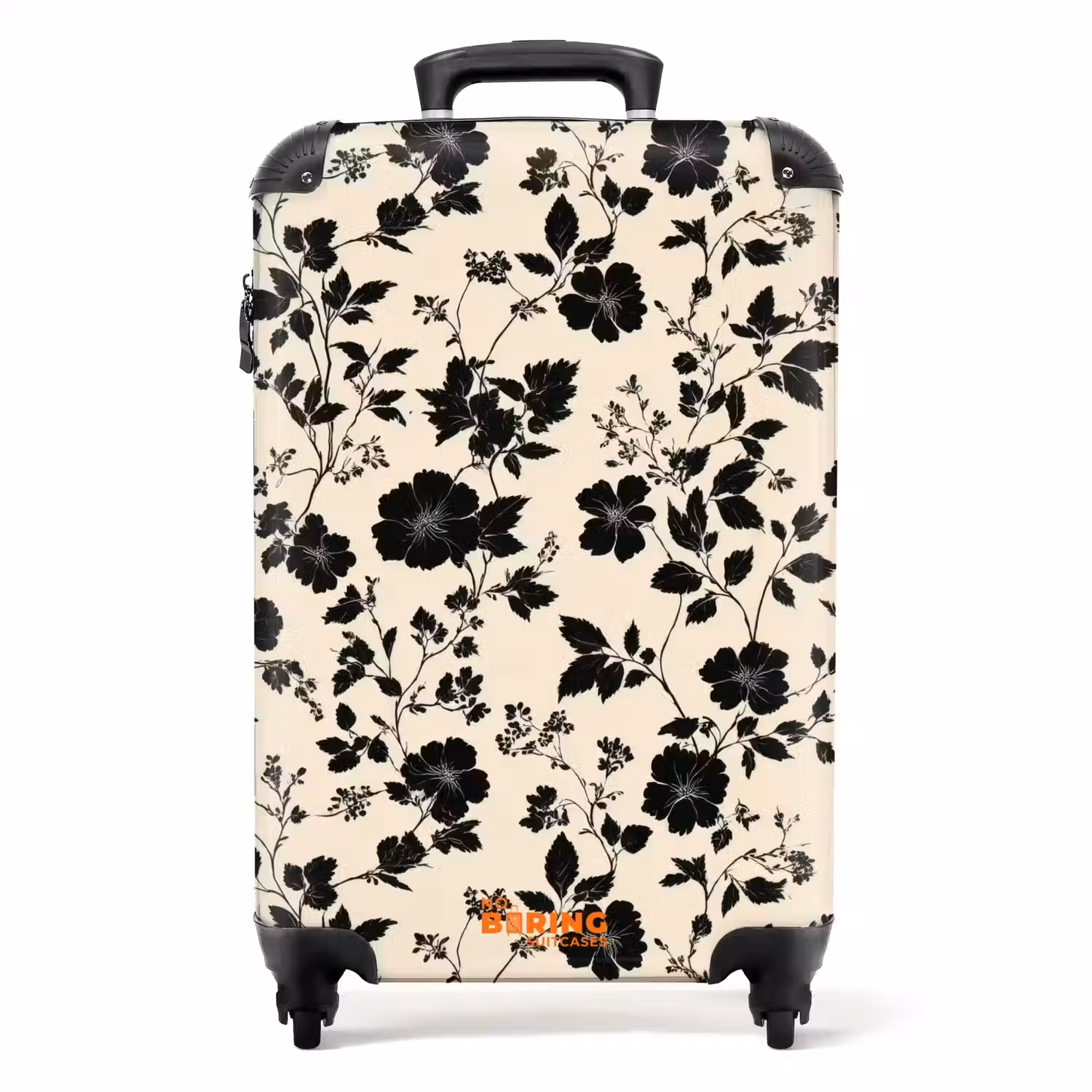 Bloemen - Dessin - Zwart NBS - Handbagage koffer - Volwassenen Unisex middel -productfoto_recht
