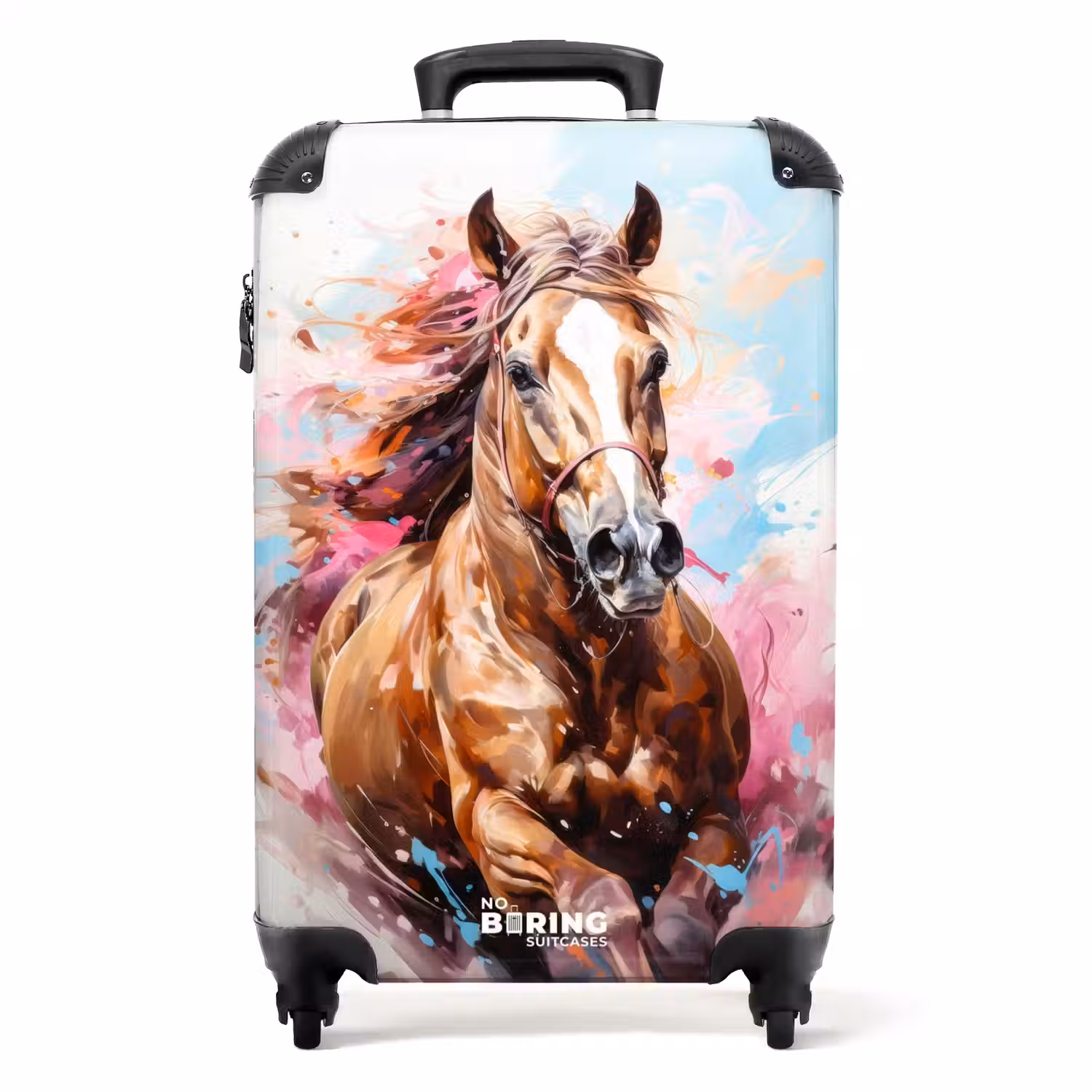 Galopperend paard met kleurrijke achtergrond NBS - Handbagage koffer - Unisex middel -productfoto_recht