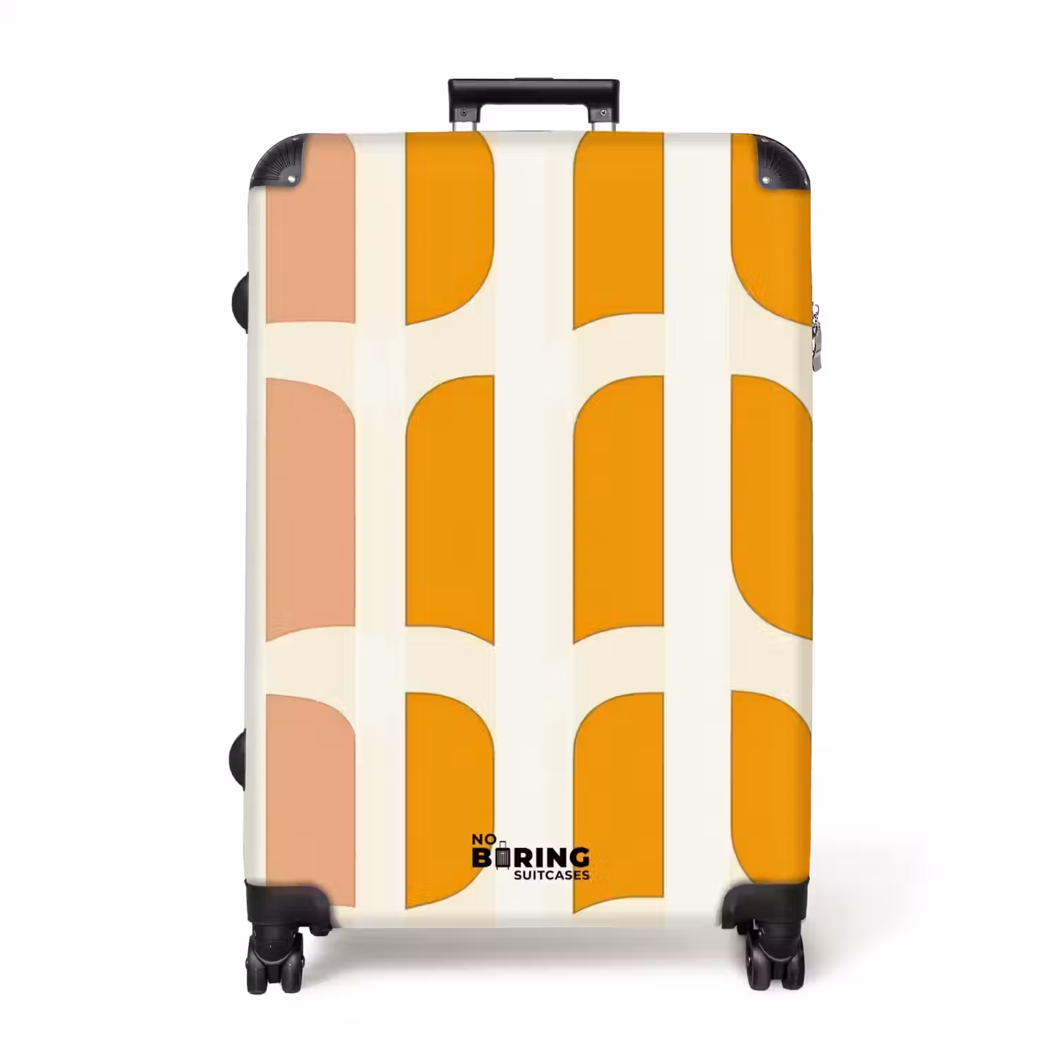 Geometrisch - Patroon - Geel - Roze NBS - Handbagage koffer - Volwassenen Unisex middel -productfoto_recht