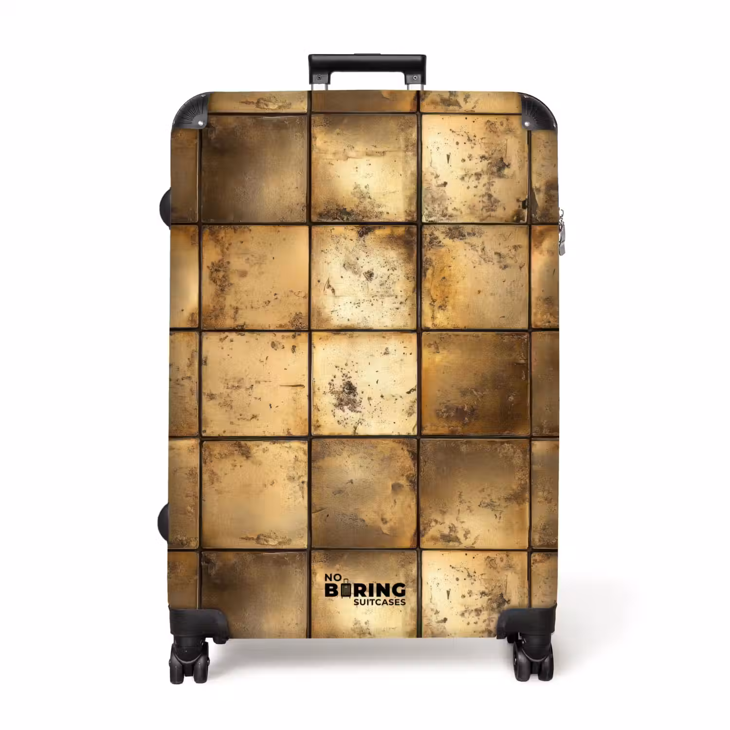 Geometrisch - Tegels - Goud NBS - Handbagage koffer - Volwassenen Unisex middel -productfoto_recht