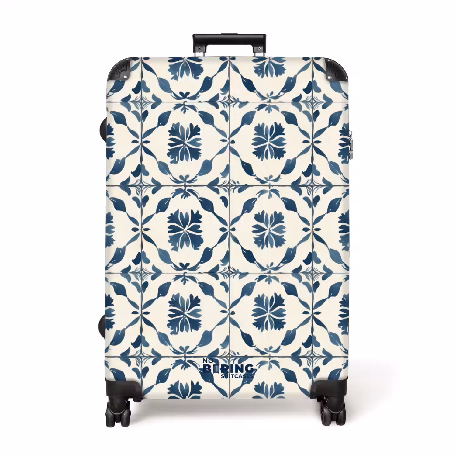 Grafisch - Tegel - Blauw NBS - Handbagage koffer - Volwassenen Unisex middel -productfoto_recht