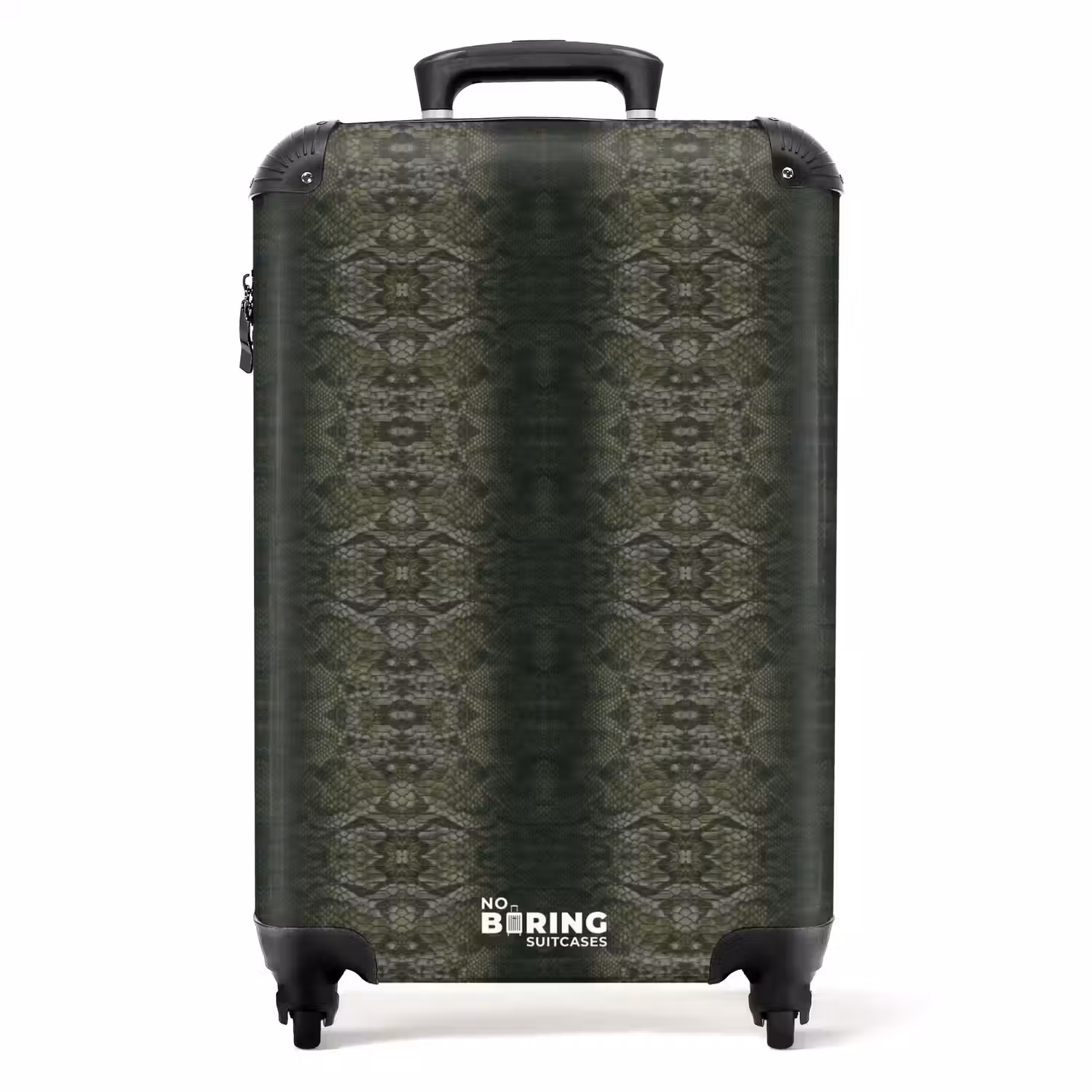 Grijs groene slangenhuid met symmetrische schubstructuur NBS - Handbagage koffer - Volwassenen Unisex middel -productfoto_recht