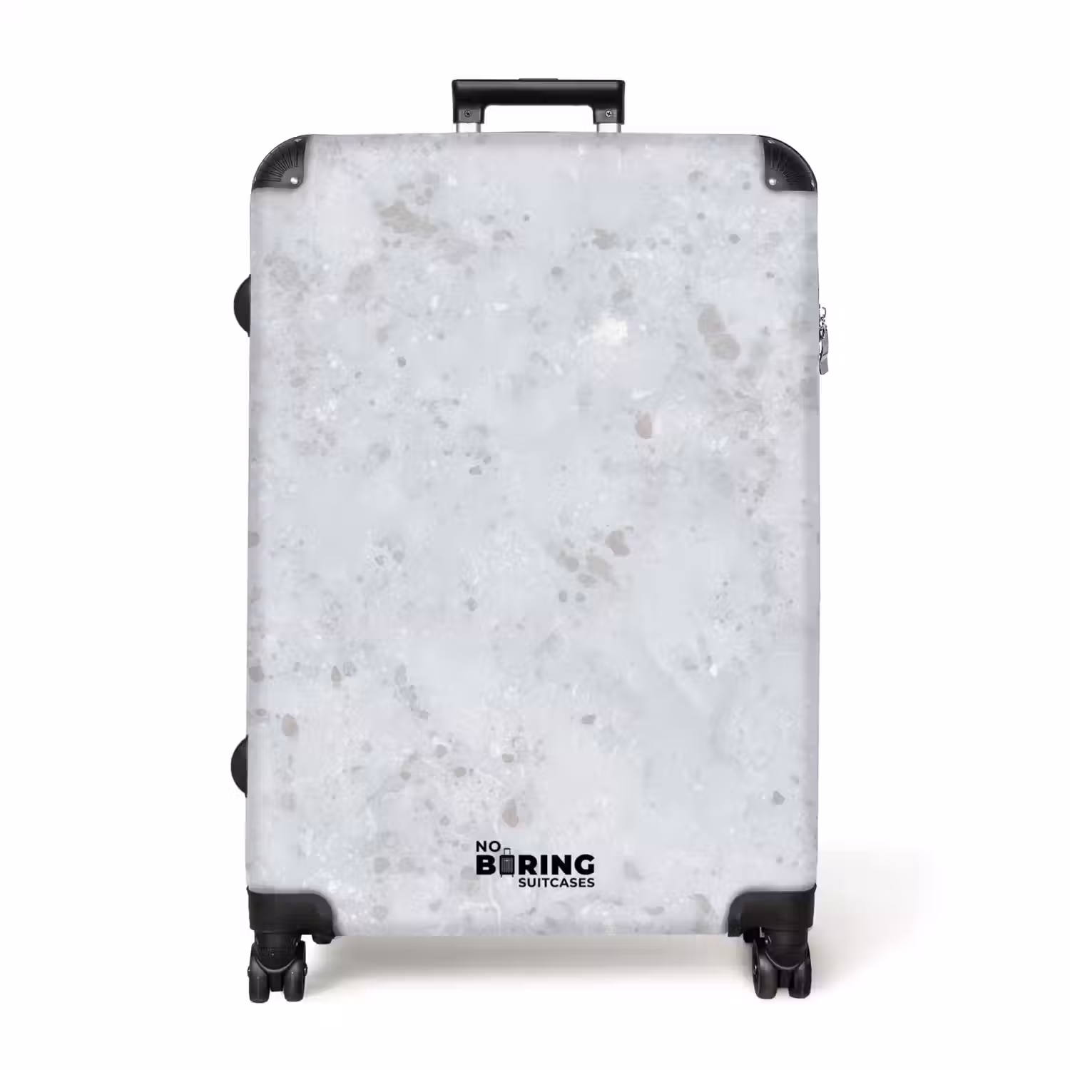 Grijs - Terrazzo-effect - Beton NBS - Handbagage koffer - Volwassenen Unisex middel -productfoto_recht