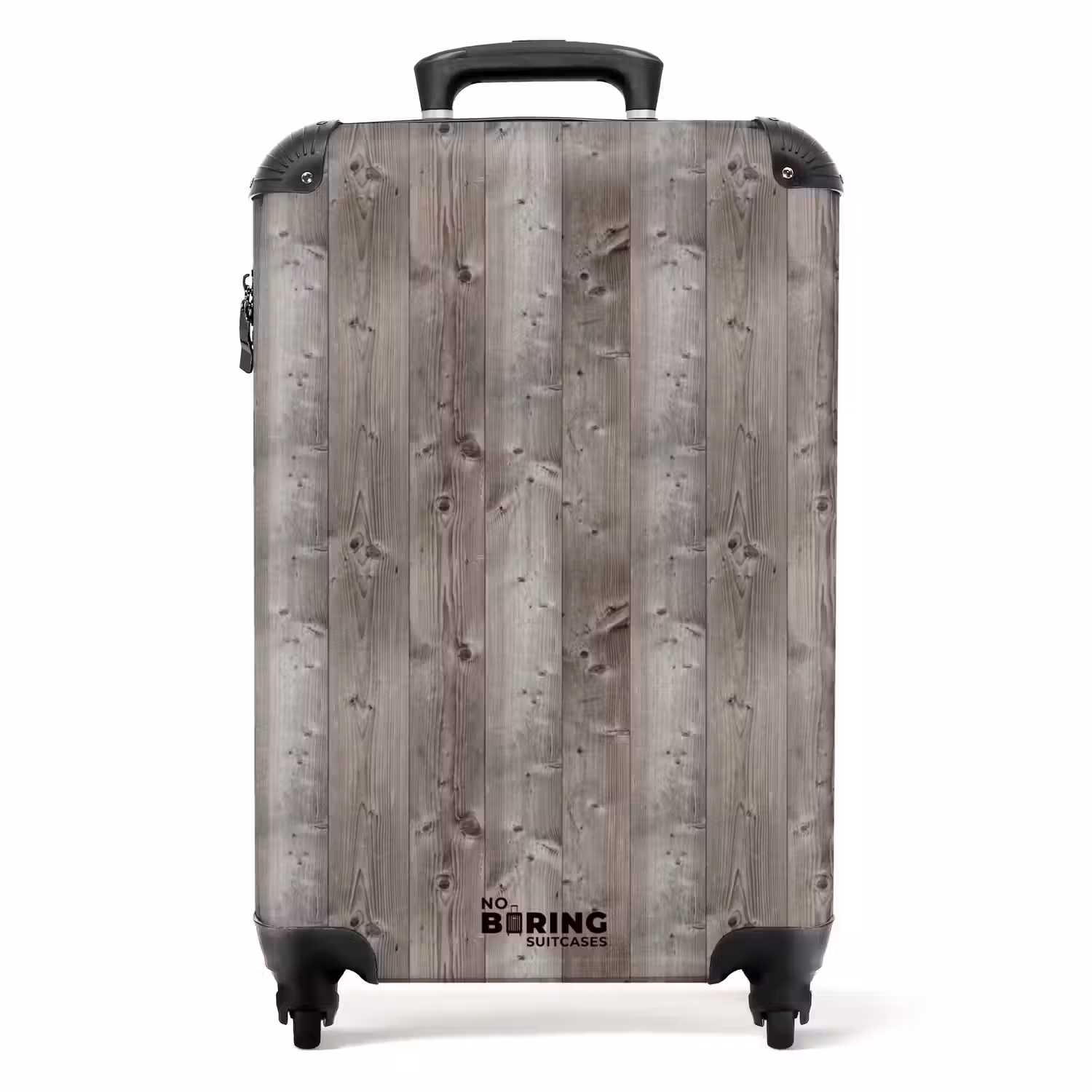 Vergrijsd hout met noesten en verticale lijnen NBS - Handbagage koffer - Volwassenen Unisex middel -productfoto_recht