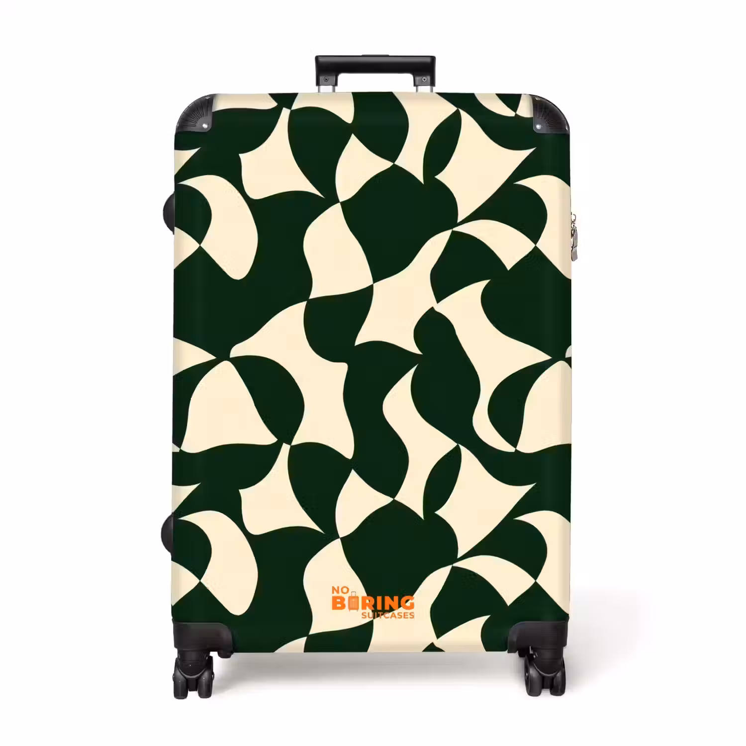 Groen - Organische vlakken - Crème NBS - Handbagage koffer - Volwassenen Unisex middel -productfoto_recht