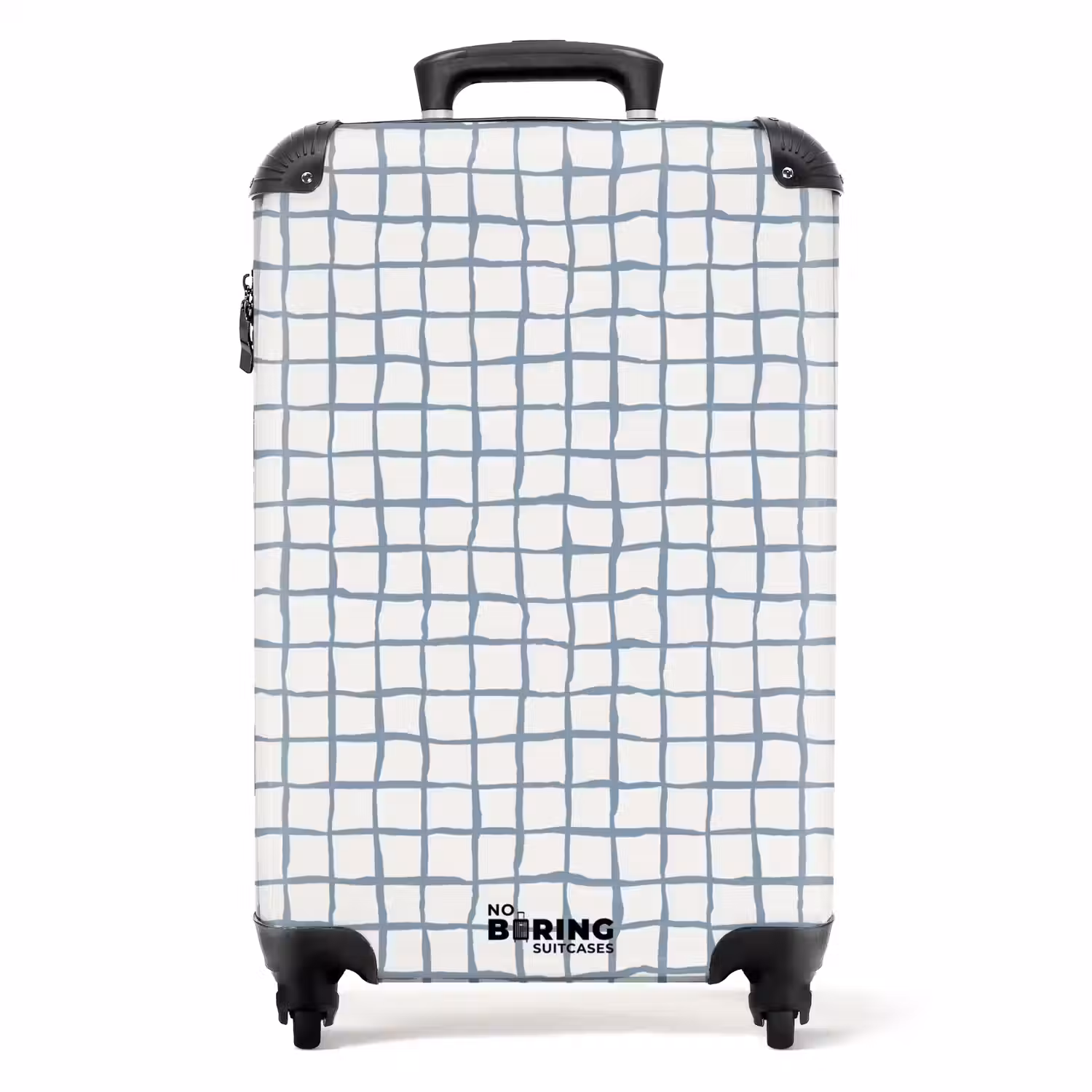 Handgetekend blauw raster met zachte hoeken NBS - Handbagage koffer - Volwassenen Unisex middel -productfoto_recht