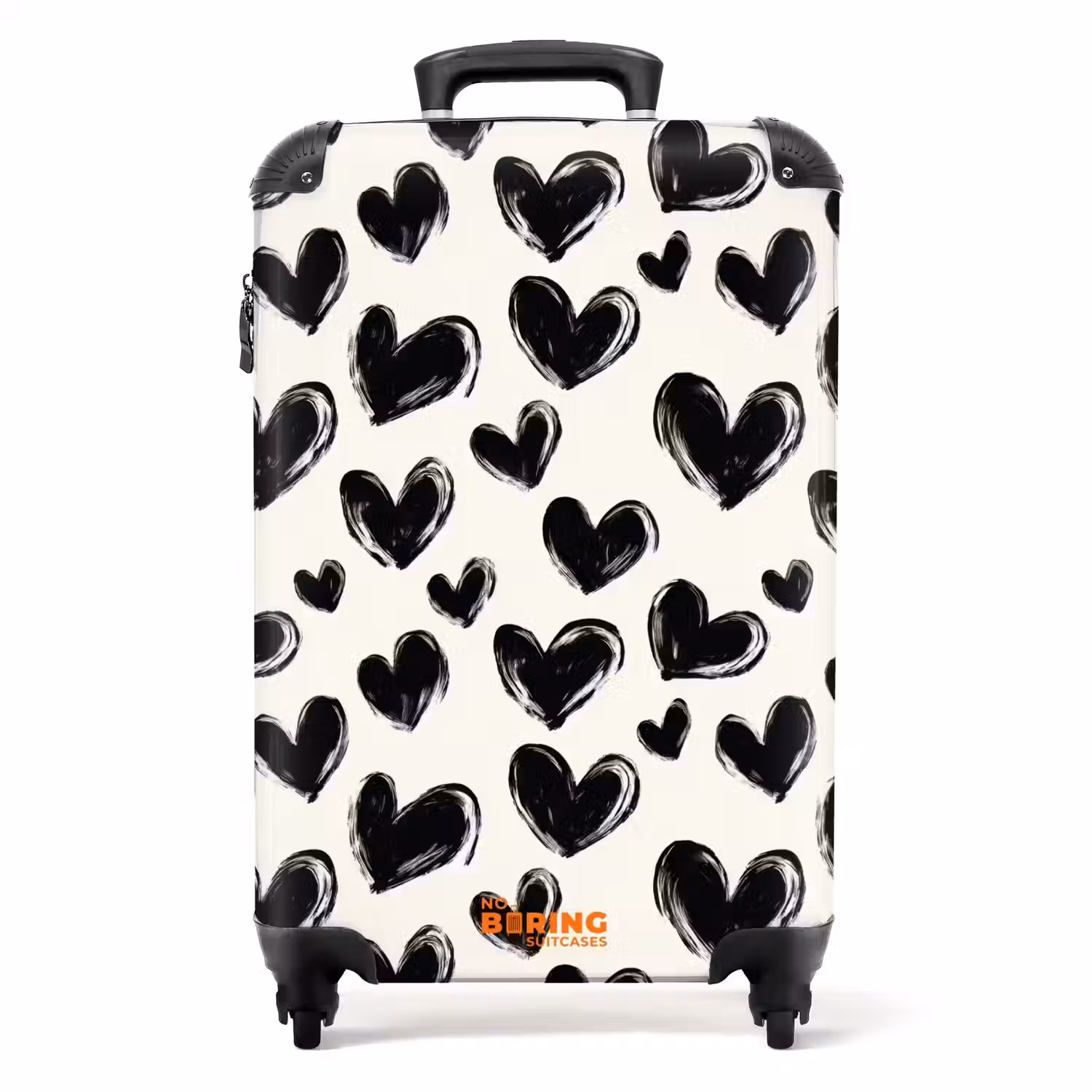 Hartjes - Patroon - Zwart NBS - Handbagage koffer - Volwassenen Unisex middel -productfoto_recht