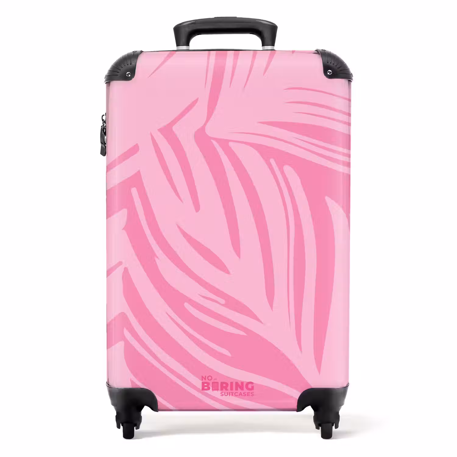 Grote bladeren in verschillende tinten roze NBS - Handbagage koffer - Unisex middel -productfoto_recht