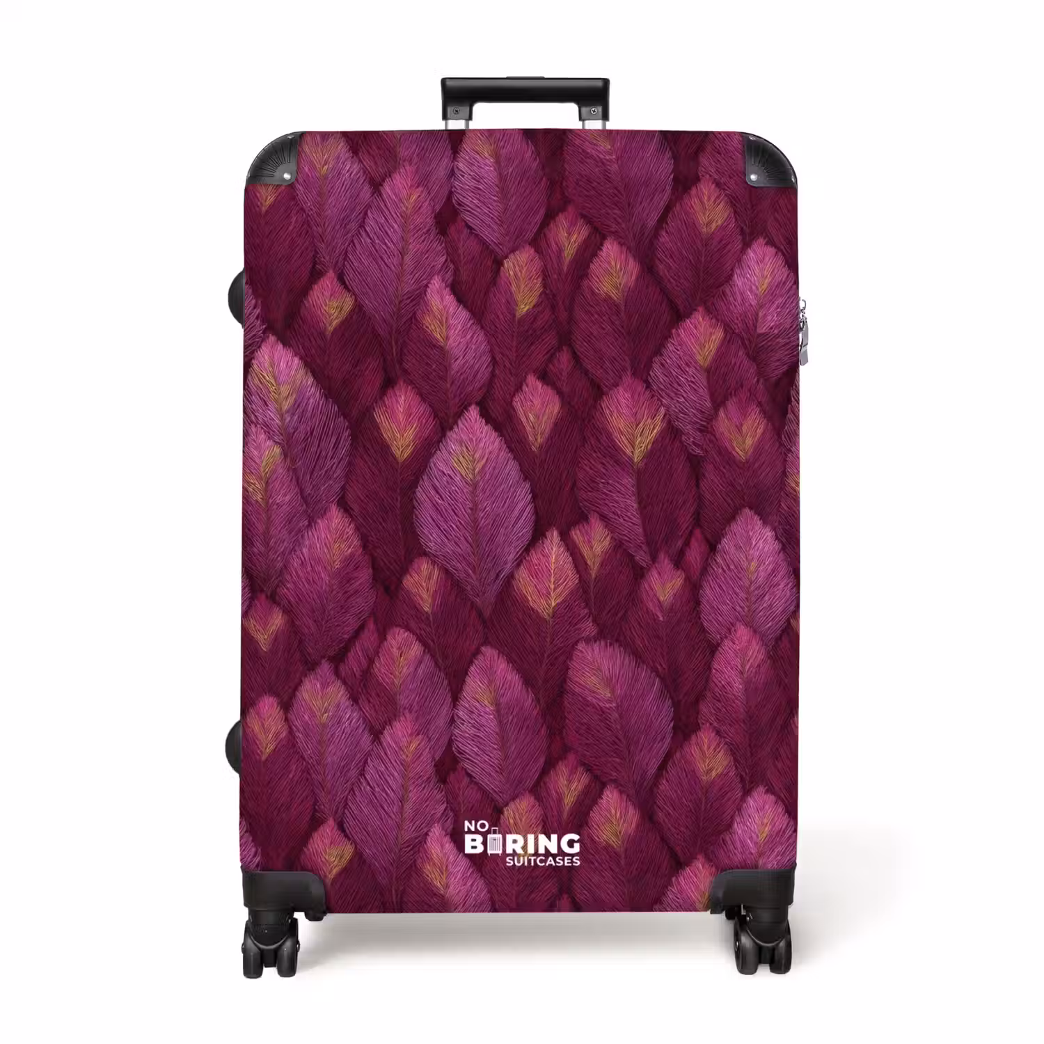 Bladeren - Patroon - Burgundy NBS - Handbagage koffer - Volwassenen Unisex middel -productfoto_recht