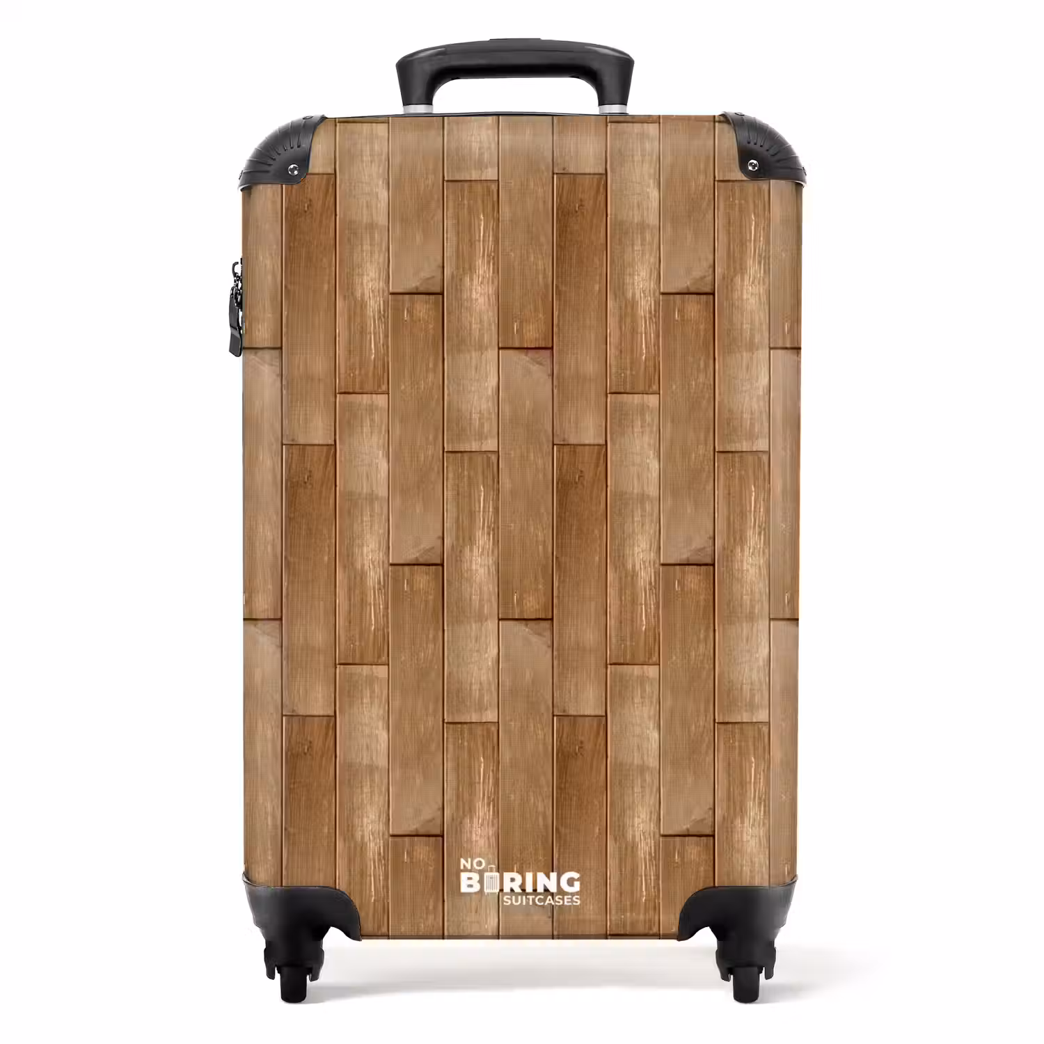 Lichtbruine houten planktextuur NBS - Handbagage koffer - Volwassenen Unisex middel -productfoto_recht