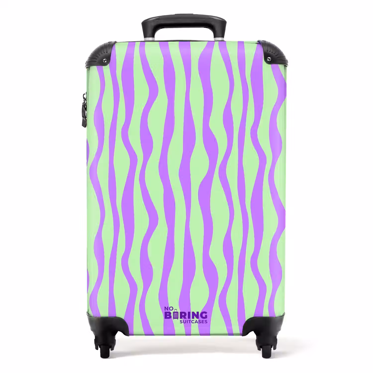 Lila strepen op een mintgroene achtergrond NBS - Handbagage koffer - Volwassenen Unisex middel -productfoto_recht