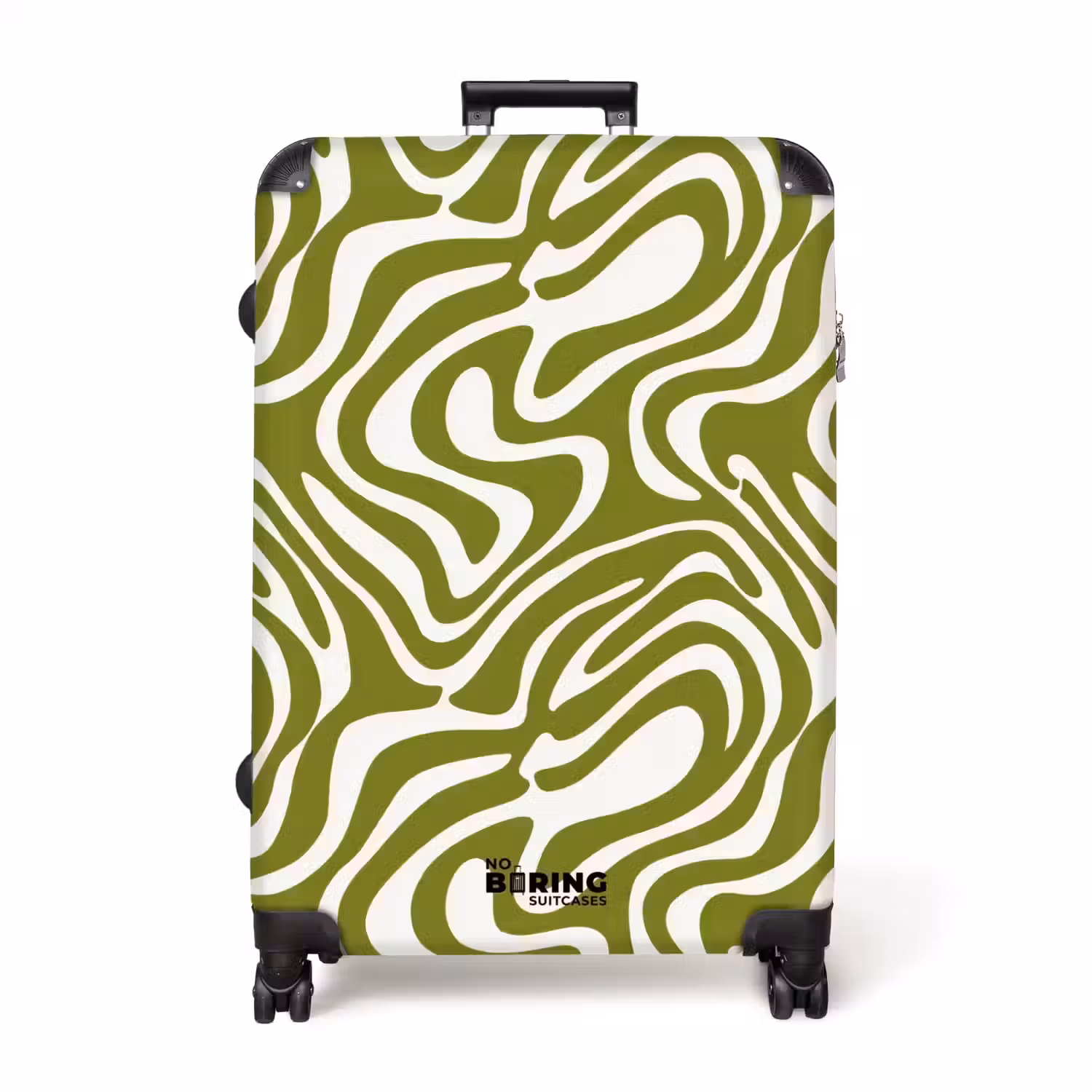 Lijnpatroon - Groen - Organisch NBS - Handbagage koffer - Volwassenen Unisex middel -productfoto_recht