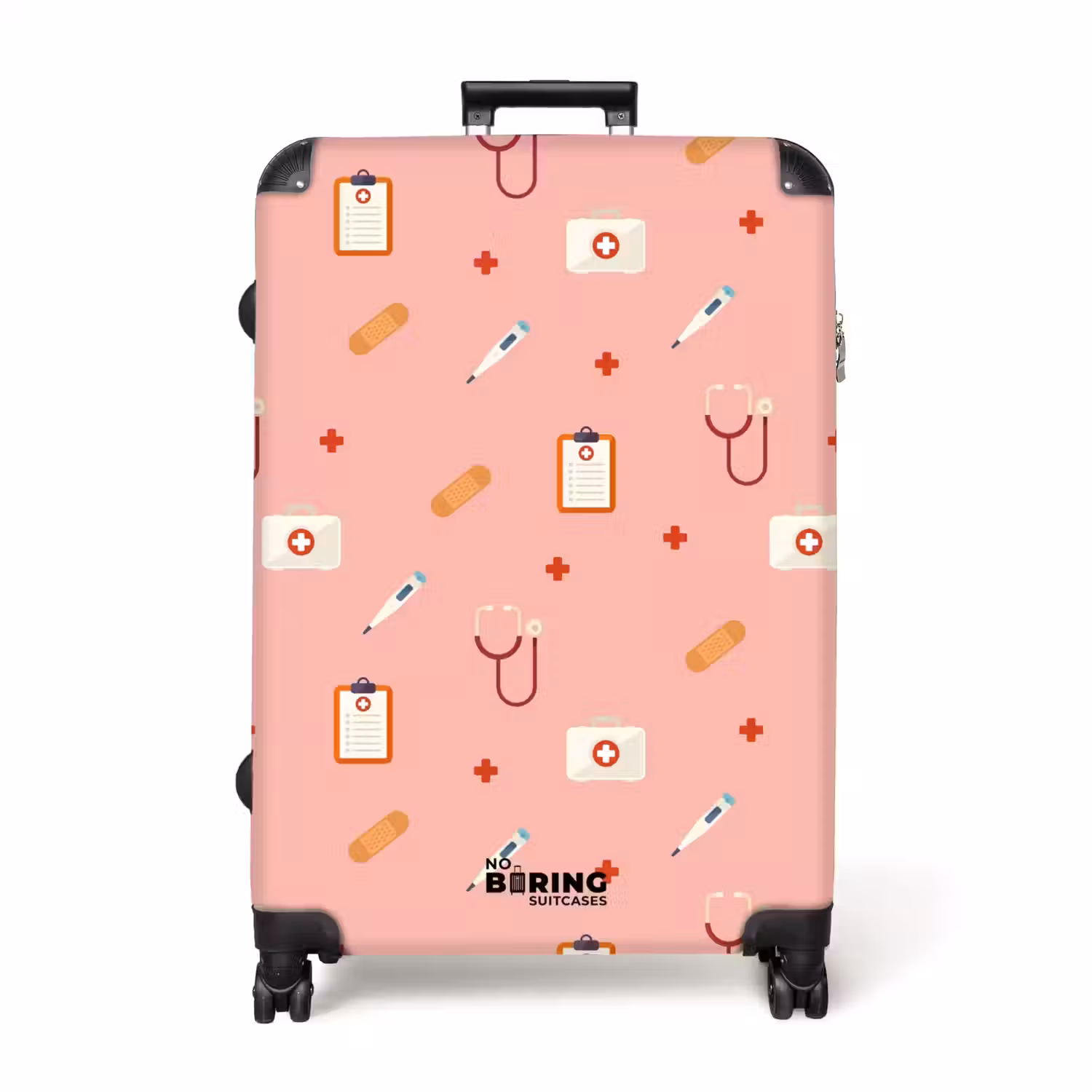 Medische symbolen op roze achtergrond NBS - Large koffer - Volwassenen Unisex groot -3d