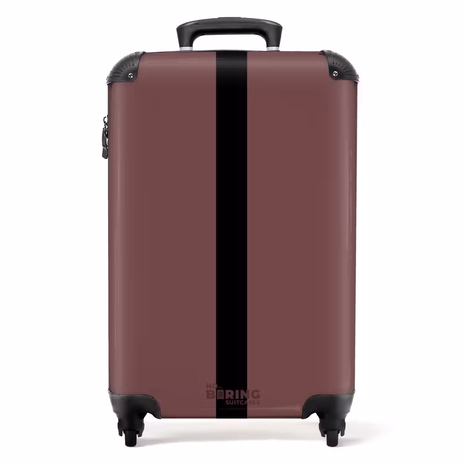 Minimal - Kastanjebruin met zwarte streep NBS - Handbagage koffer - Unisex middel -productfoto_recht