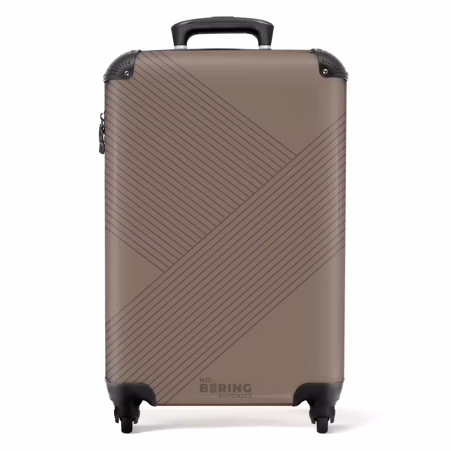 Minimal - Kruisende lijnen op taupe NBS - Handbagage koffer - Unisex middel -productfoto_recht