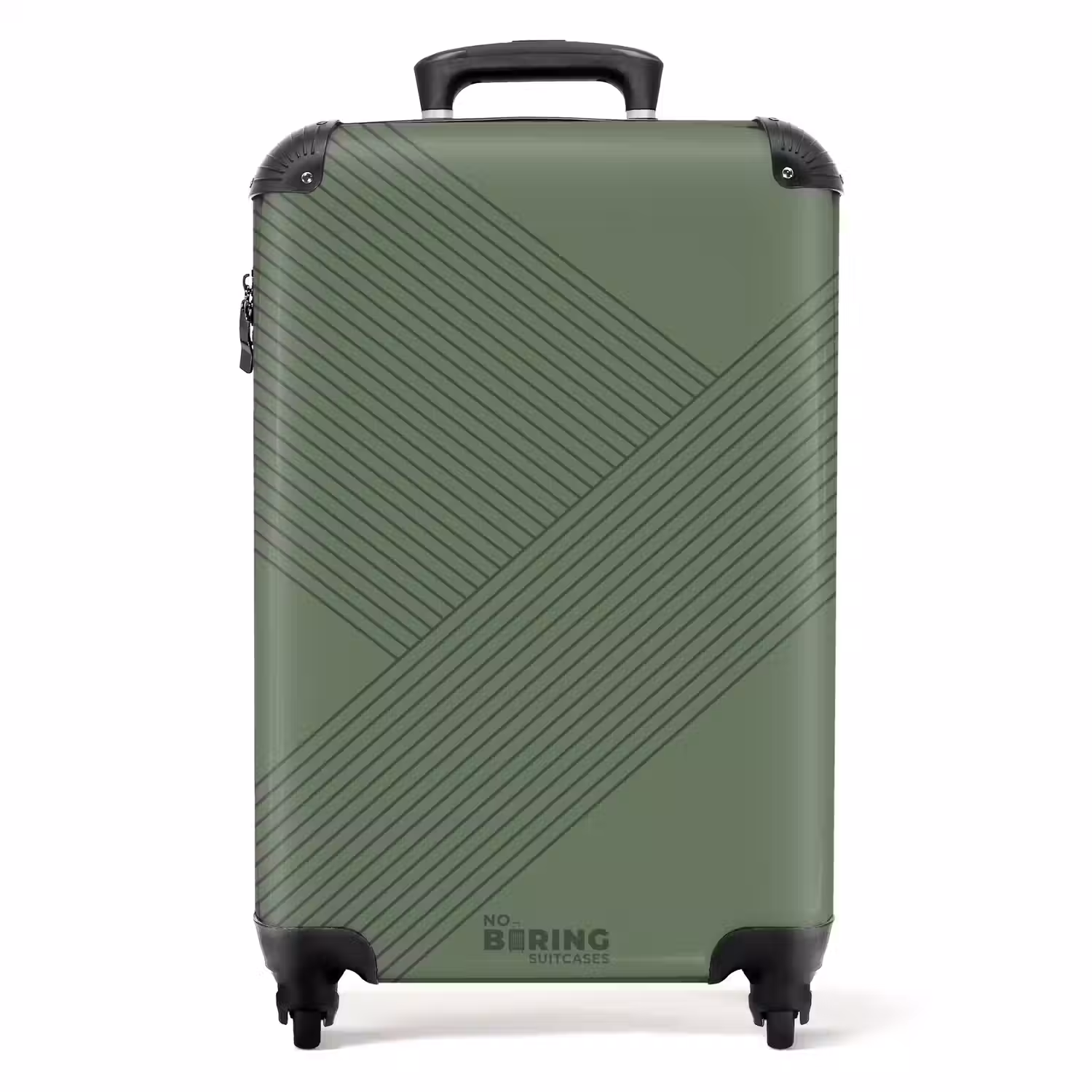 Minimal - Kruisende lijnen op Grijsgroen NBS - Handbagage koffer - Unisex middel -productfoto_recht