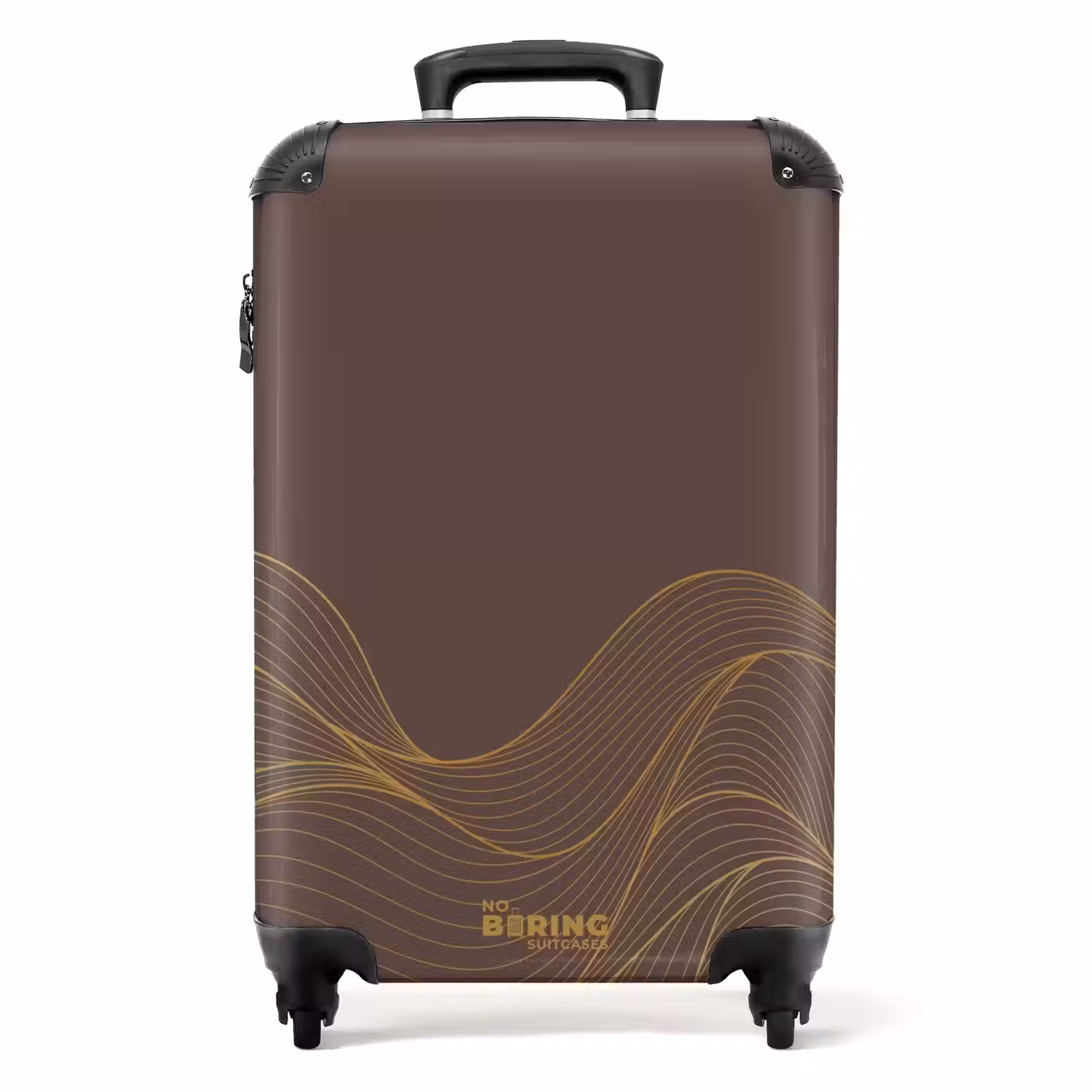 Minimal - Donkerbruin met gouden golven NBS - Handbagage koffer - Unisex middel -productfoto_recht