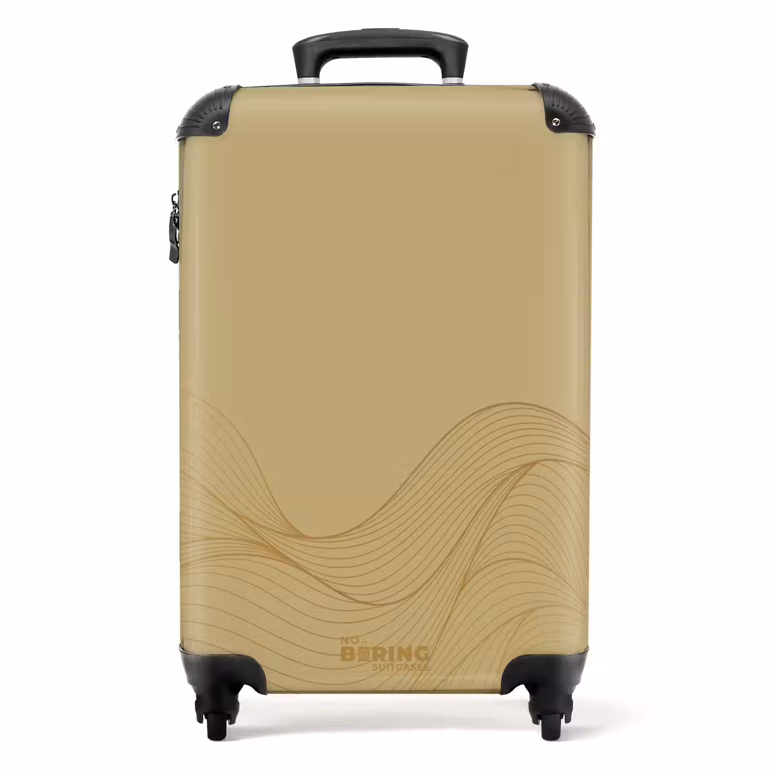 Minimal - Goudbruin met gouden golven NBS - Handbagage koffer - Unisex middel -productfoto_recht