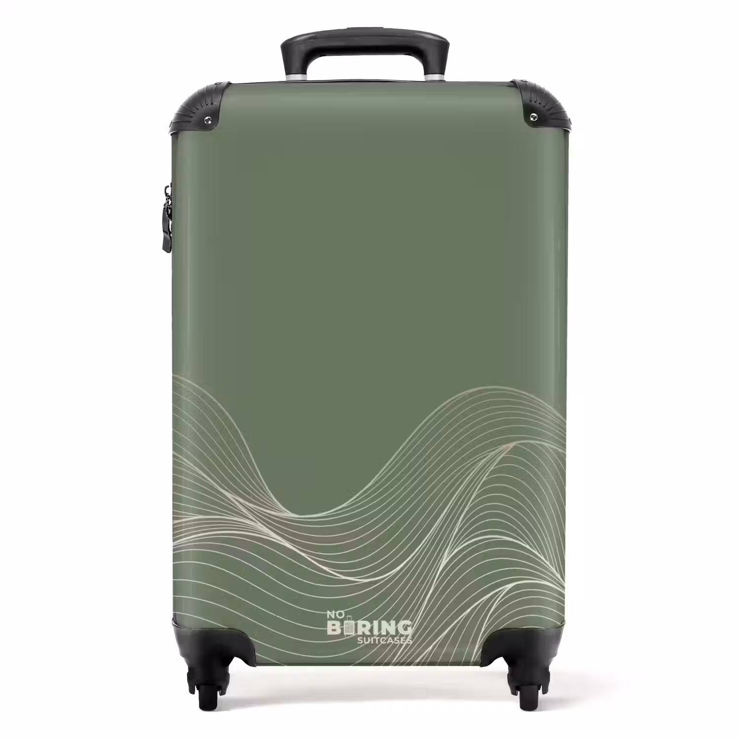 Minimal - Grijsgroen met golven NBS - Handbagage koffer - Unisex middel -productfoto_recht