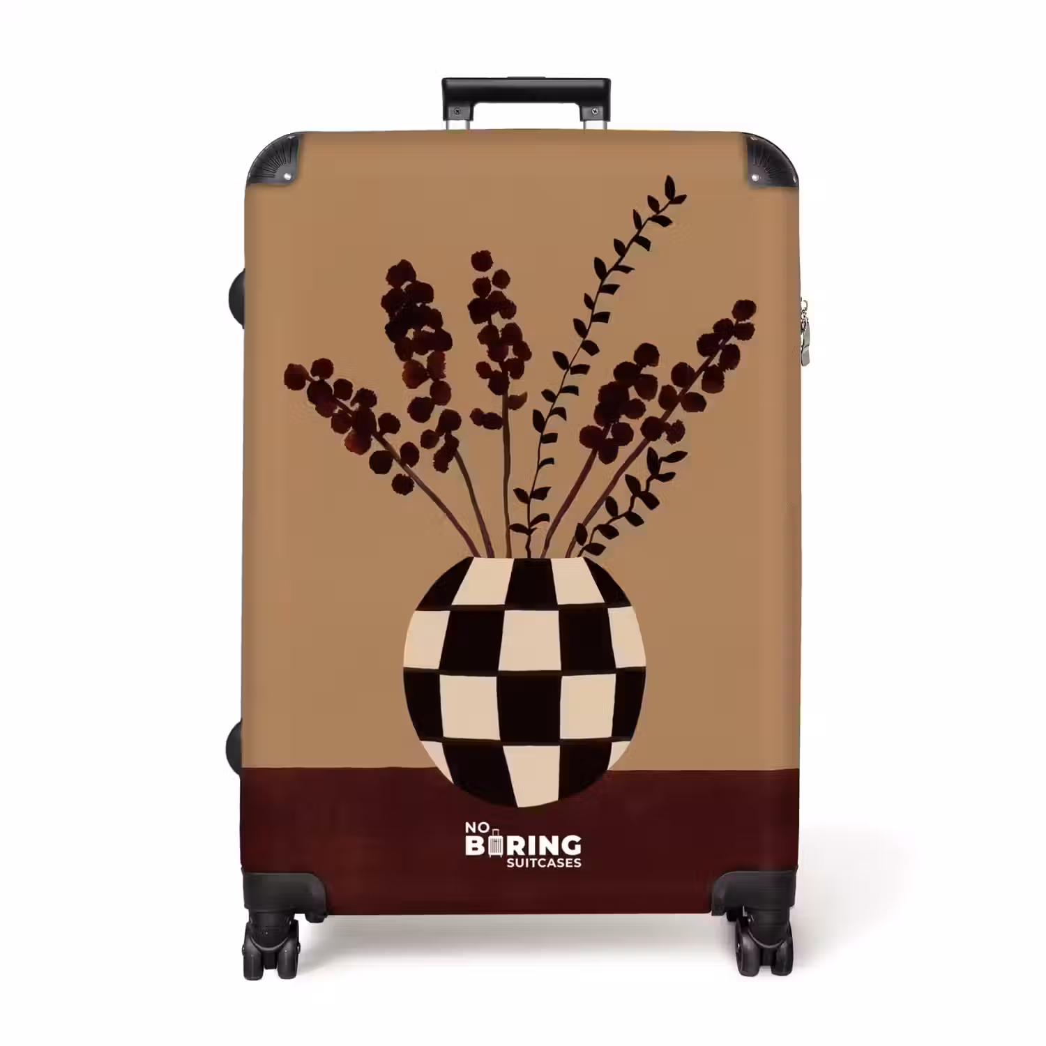 Minimalistisch - Vaas - Bloemen - Bruin NBS - Handbagage koffer - Volwassenen Unisex middel -productfoto_recht