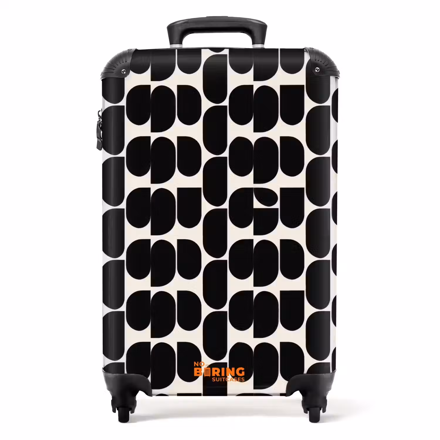 Modern - Patroon - Zwart NBS - Handbagage koffer - Volwassenen Unisex middel -productfoto_recht
