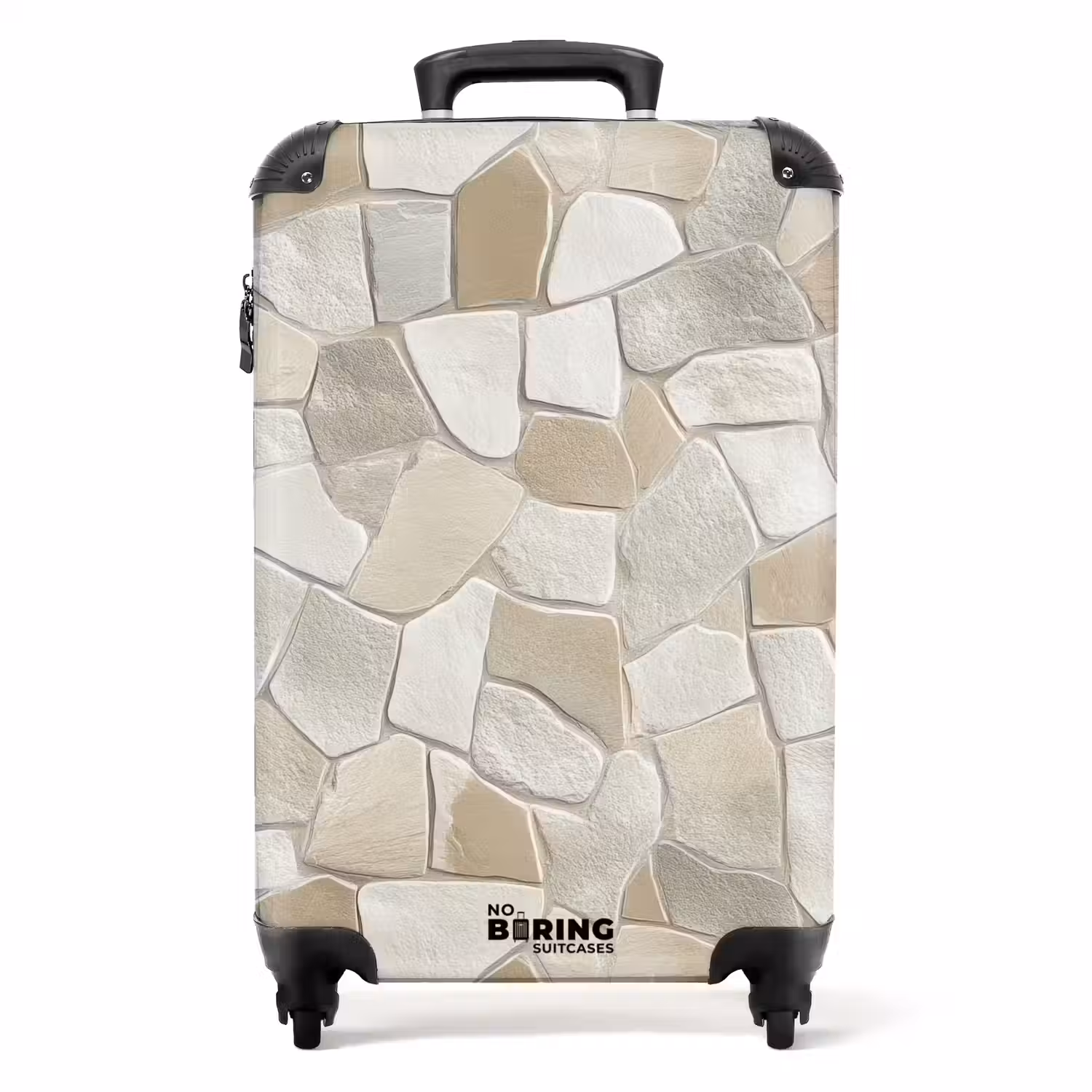 Mozaïek - Stenen - Beige NBS - Handbagage koffer - Volwassenen Unisex middel -productfoto_recht