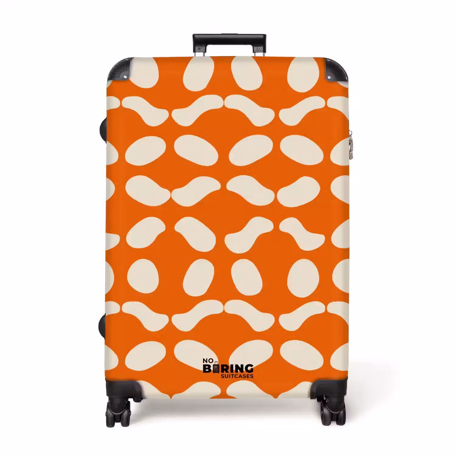 Oranje - Ruitpatroon - Wit NBS - Handbagage koffer - Volwassenen Unisex middel -productfoto_recht