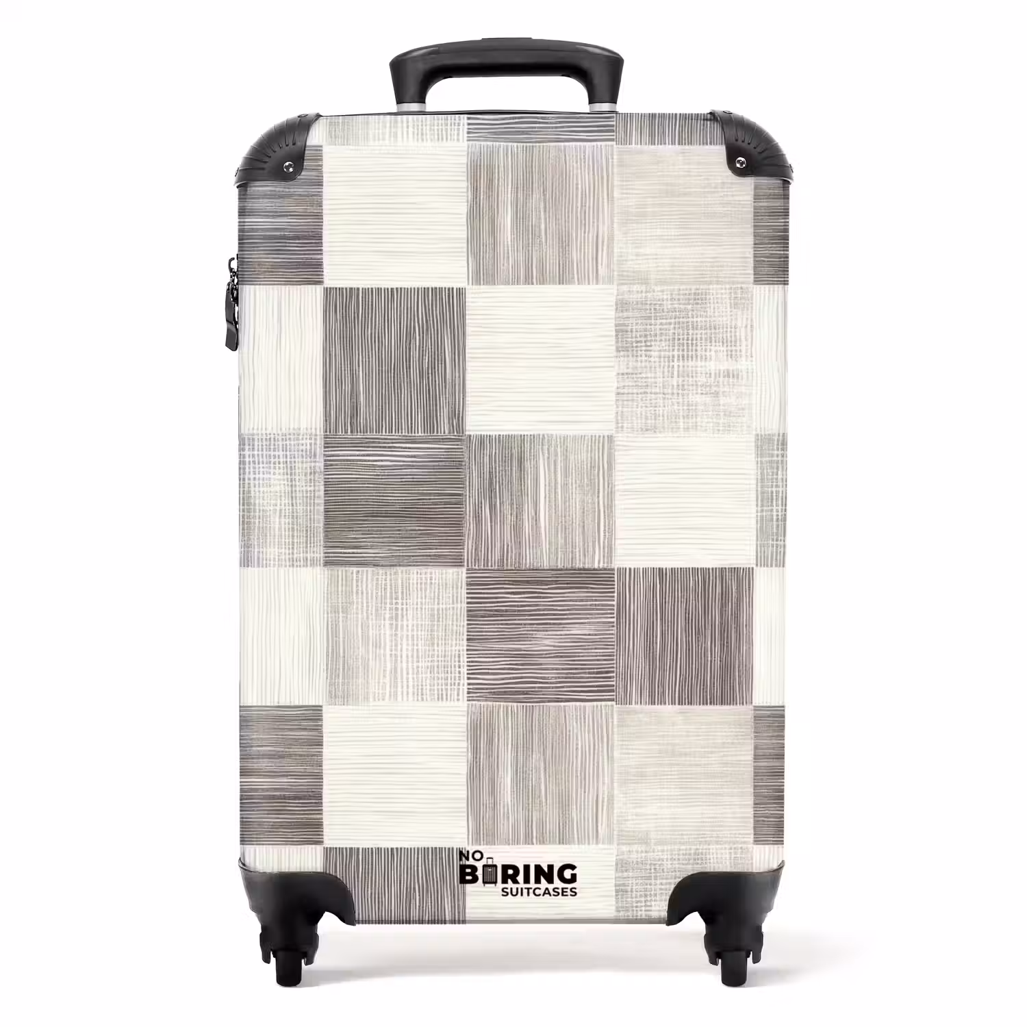 Patroon - Dambord - Houtnerf NBS - Handbagage koffer - Volwassenen Unisex middel -productfoto_recht