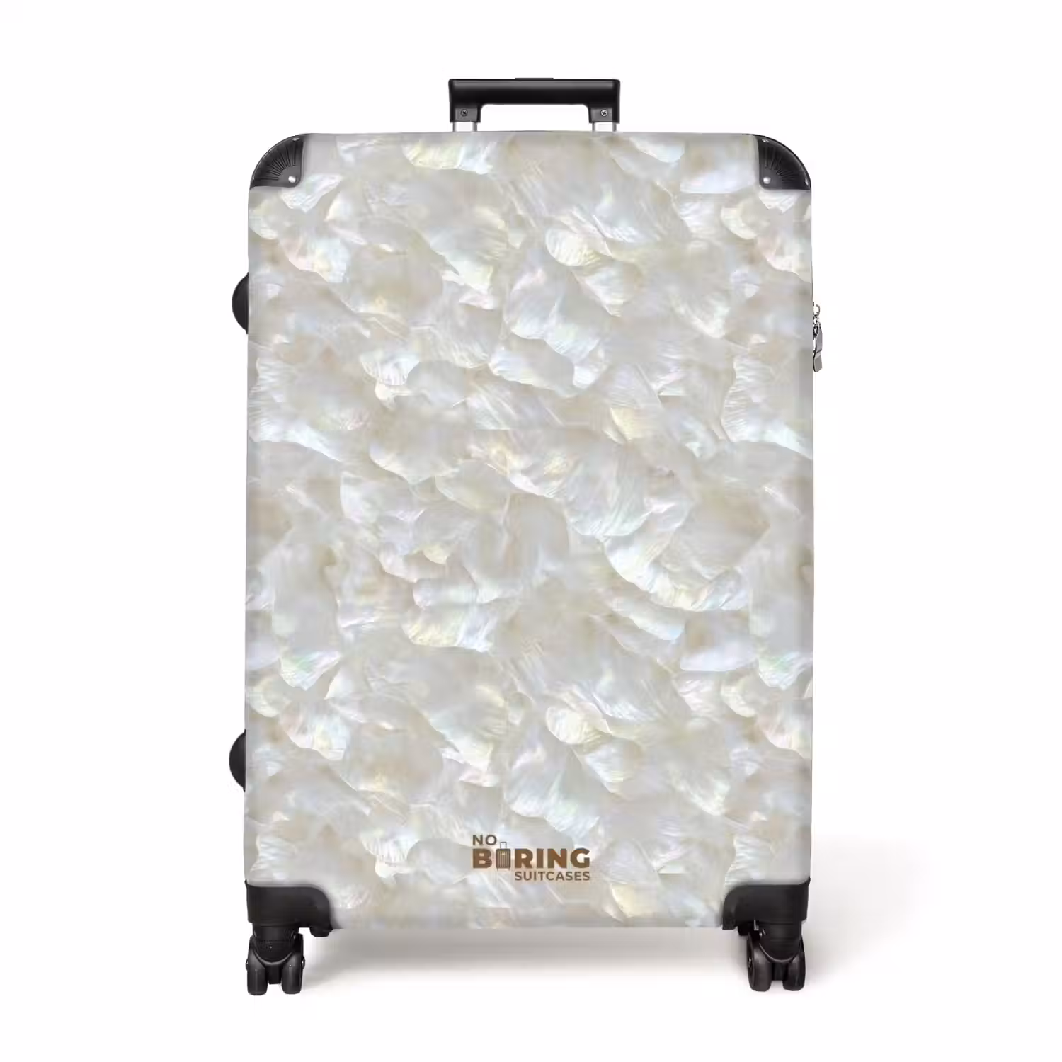 Parelmoerglans - Wit - Schelp NBS - Handbagage koffer - Volwassenen Unisex middel -productfoto_recht