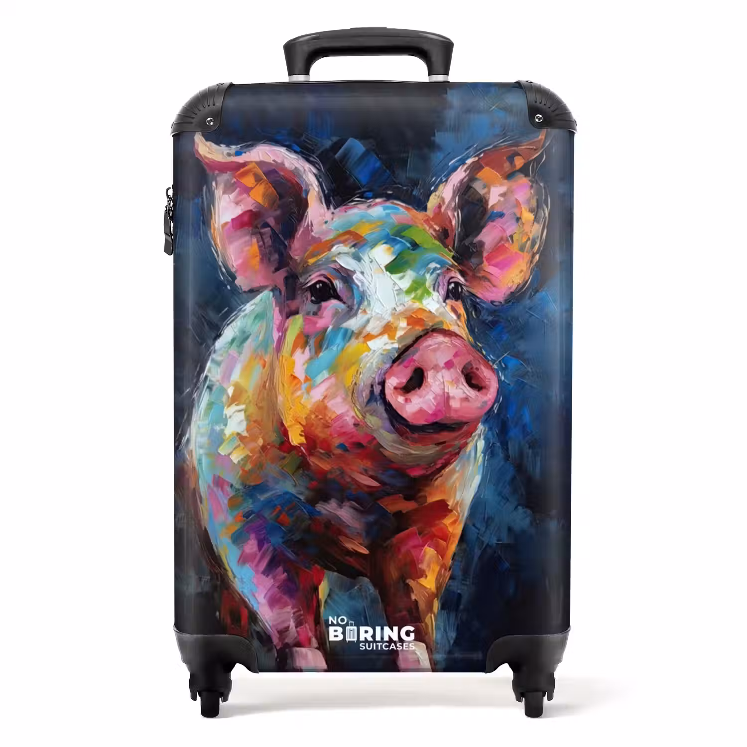 Varken op donkere achtergrond als olieverf kunst NBS - Handbagage koffer - Unisex middel -productfoto_recht
