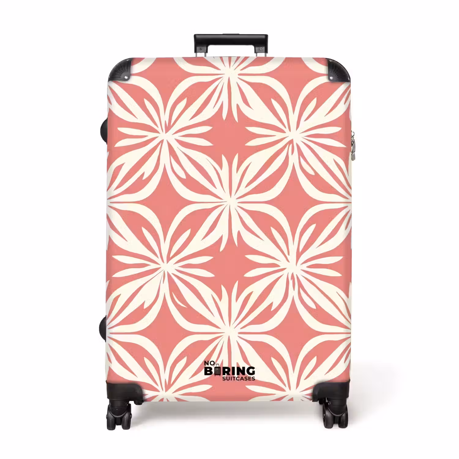 Roze - Bloemenmotief - Wit - Modern NBS - Large koffer - Volwassenen Unisex groot -3d