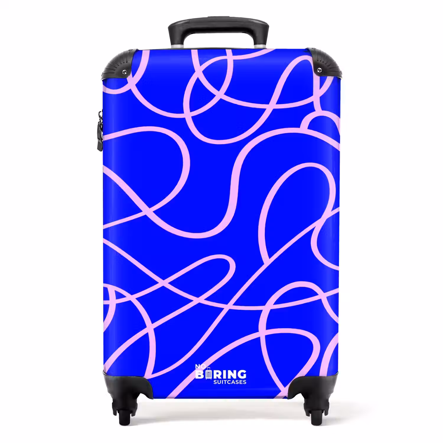 Roze lijnen op kobaltblauw NBS - Handbagage koffer - Volwassenen Unisex middel -productfoto_recht
