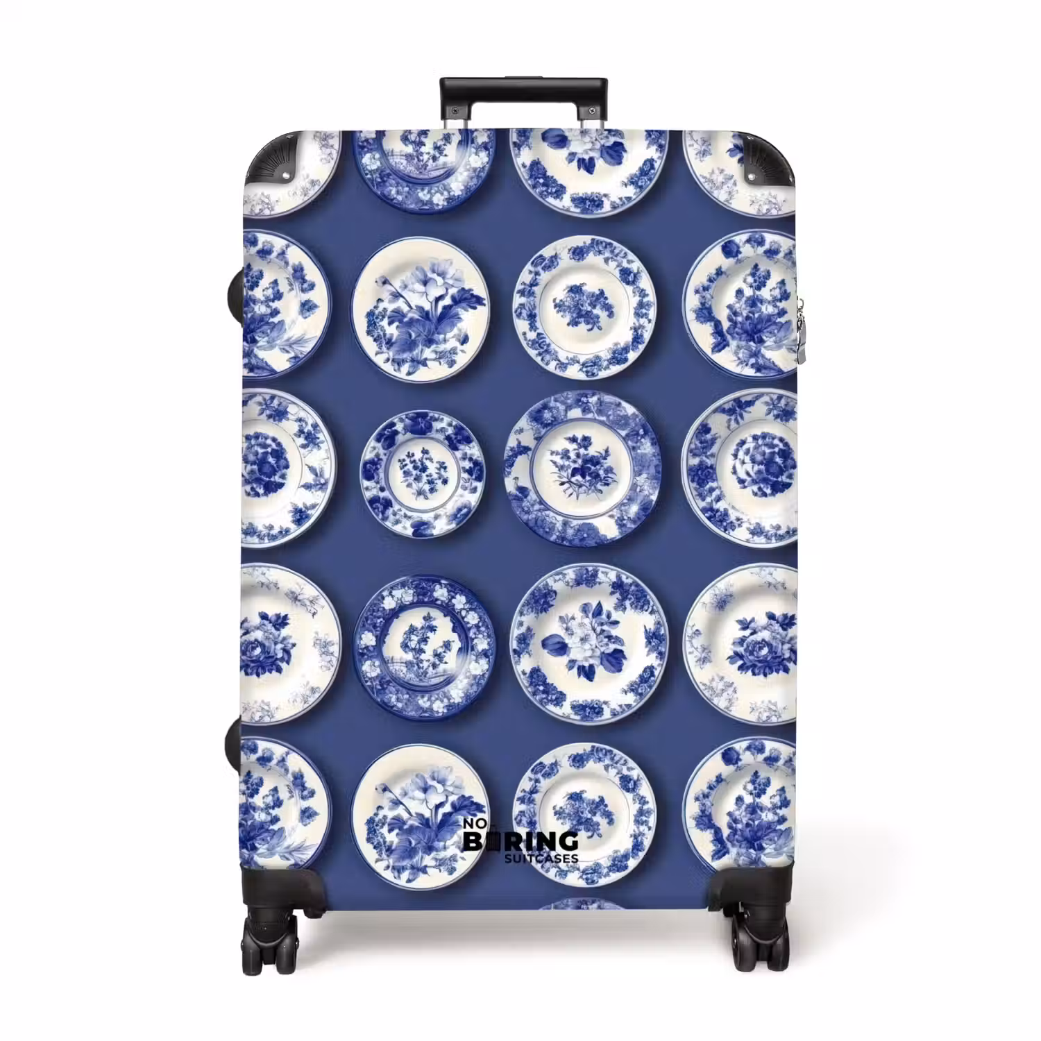 Borden - Floraal - Blauw NBS - Handbagage koffer - Volwassenen Unisex middel -productfoto_recht