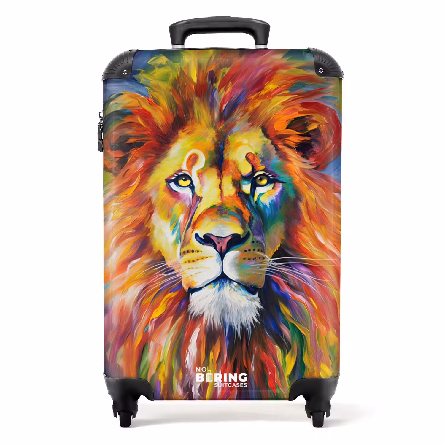 Portret van een leeuw in kleurrijke olieverf NBS - Handbagage koffer - Unisex middel -productfoto_recht