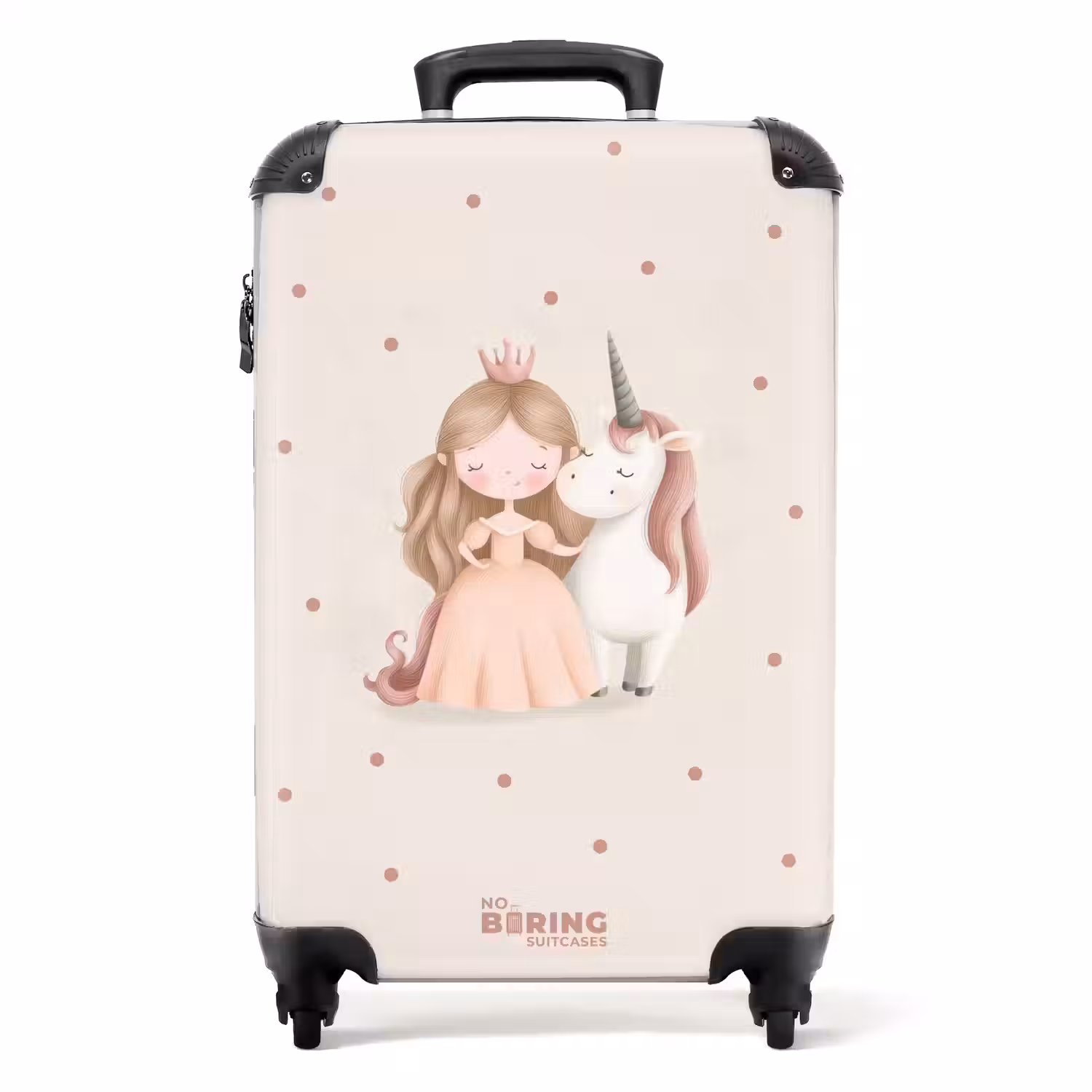 Prinses en een eenhoorn in pastel kleuren NBS - Handbagage koffer - Volwassenen Unisex middel -productfoto_recht