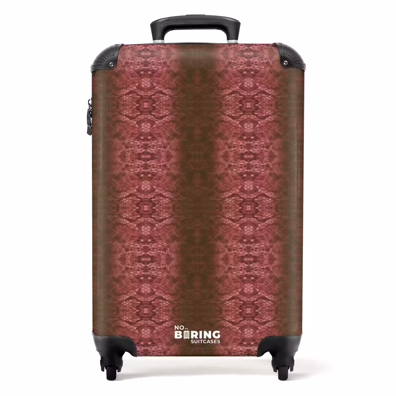Roodbruin slangenhuid met symmetrische schubstructuur NBS - Handbagage koffer - Volwassenen Unisex middel -productfoto_recht