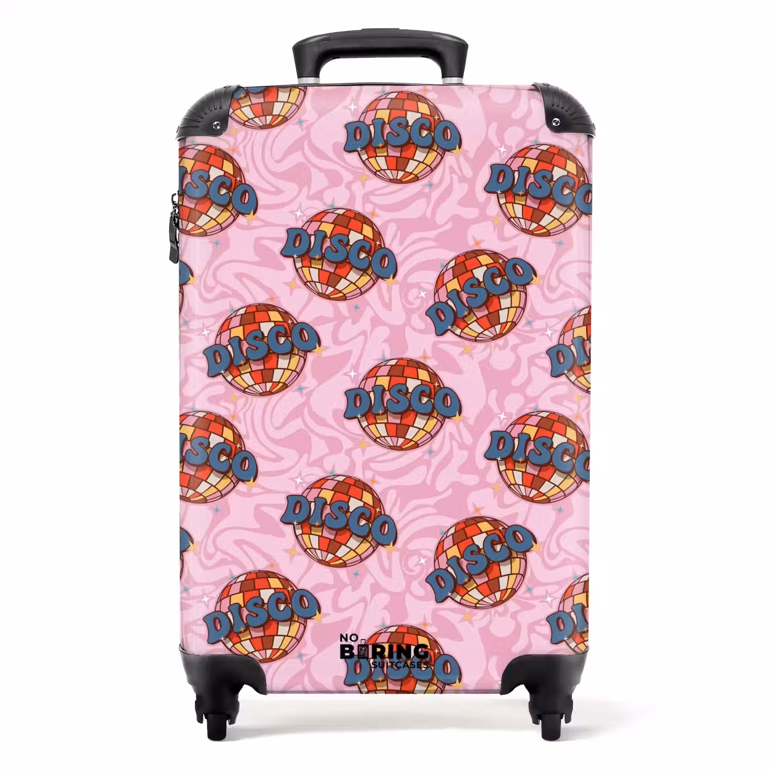 Retro discobal patroon roze NBS - Handbagage koffer - Volwassenen Unisex middel -productfoto_recht