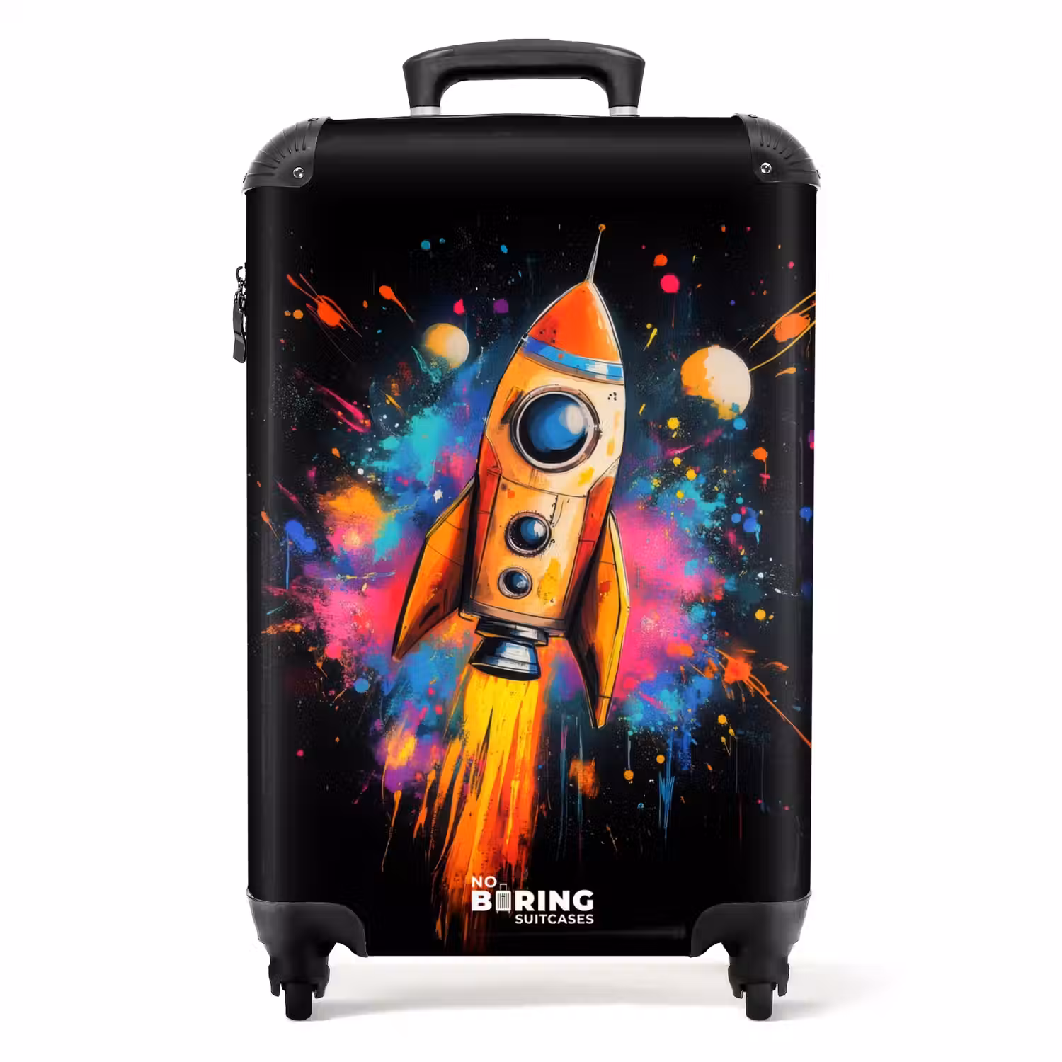 Raket in de ruimte met graffiti NBS - Handbagage koffer - Unisex middel -productfoto_recht