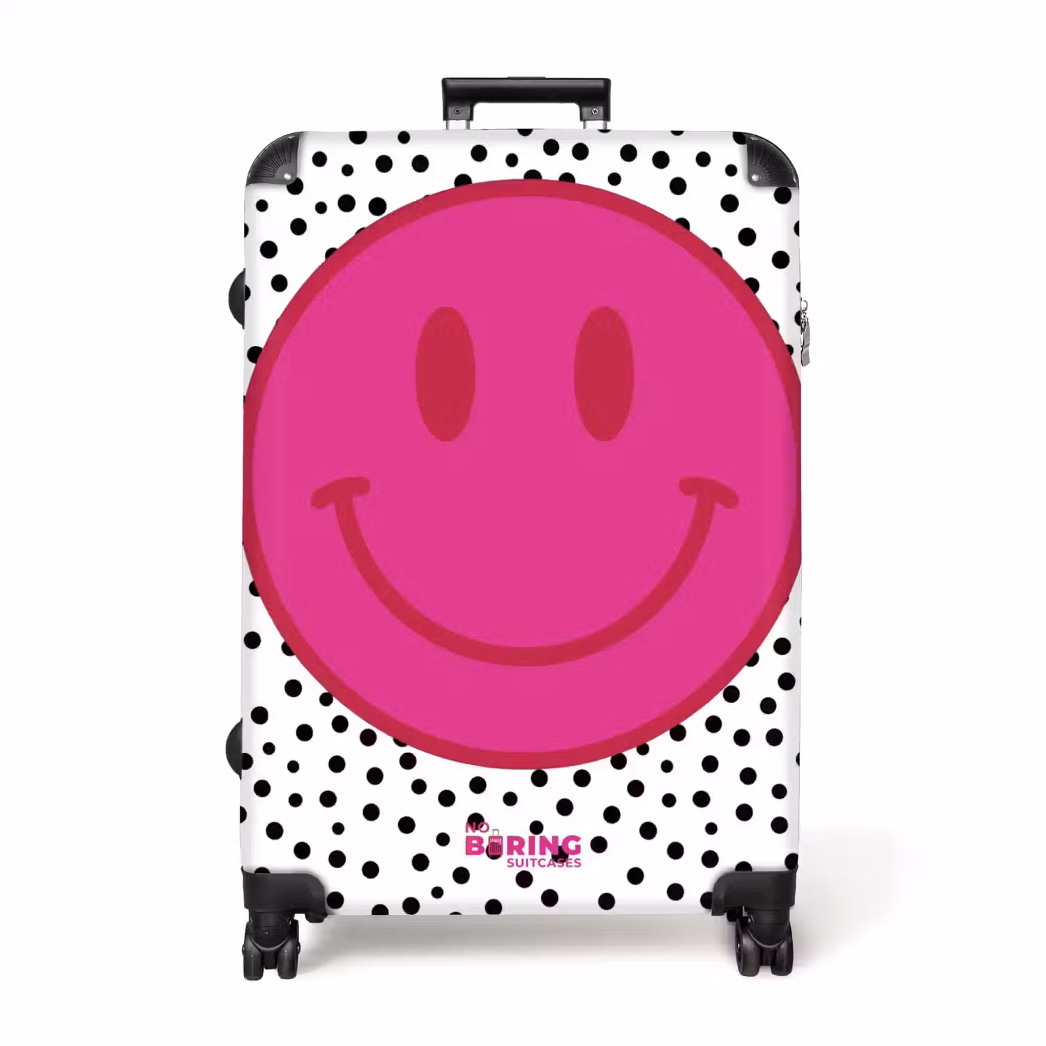 Smiley - Roze - Stippen NBS - Handbagage koffer - Volwassenen Unisex middel -productfoto_recht