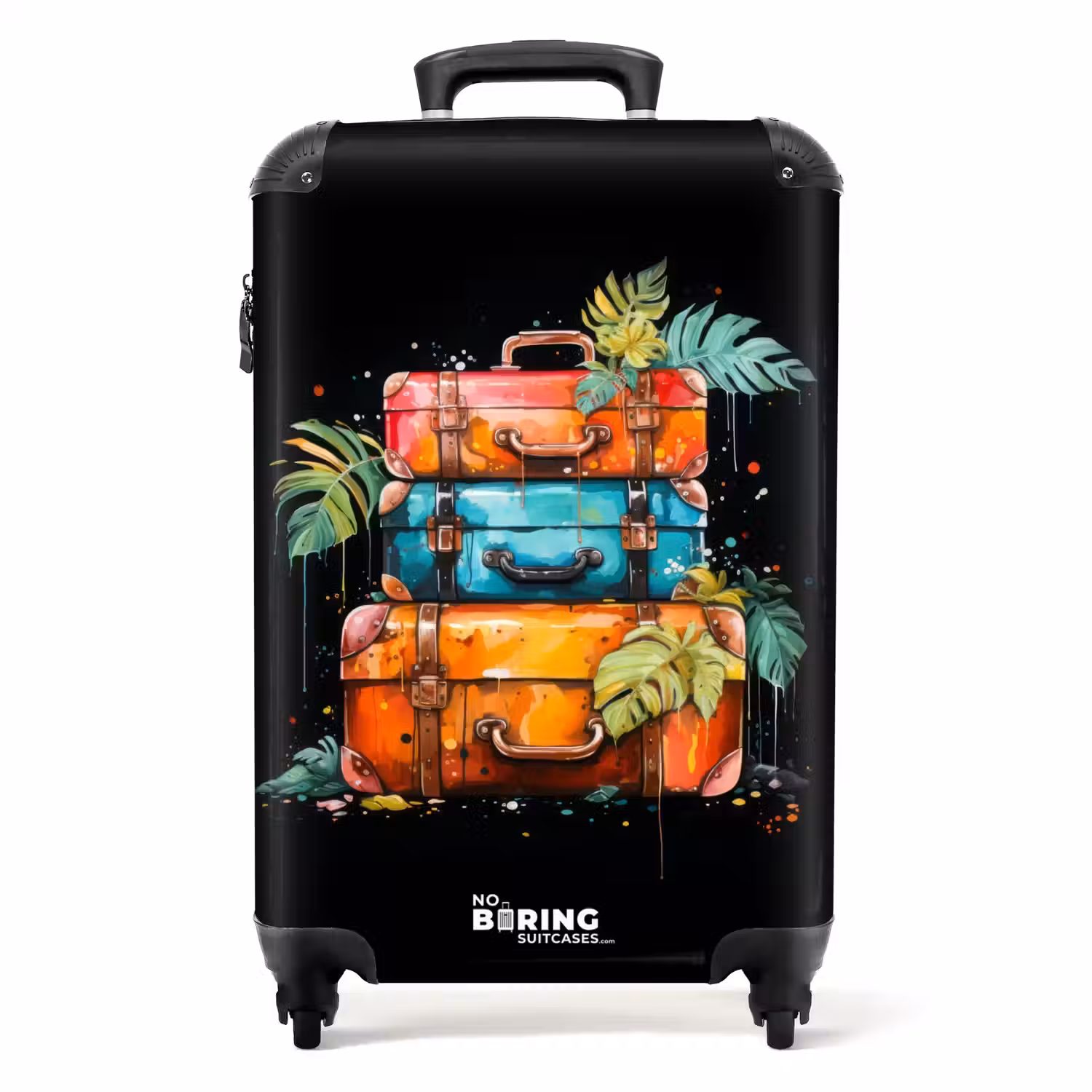 Stapel koffers als street art NBS - Handbagage koffer - Volwassenen Unisex middel -productfoto_recht