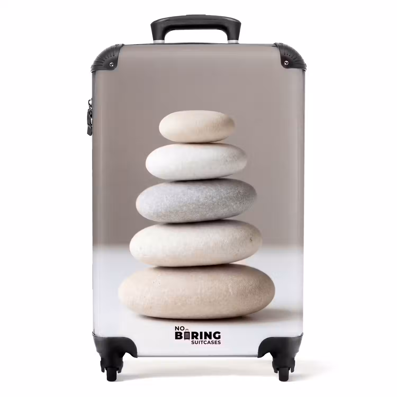Gestapelde - Stenen - Grijs NBS - Handbagage koffer - Volwassenen Unisex middel -productfoto_recht