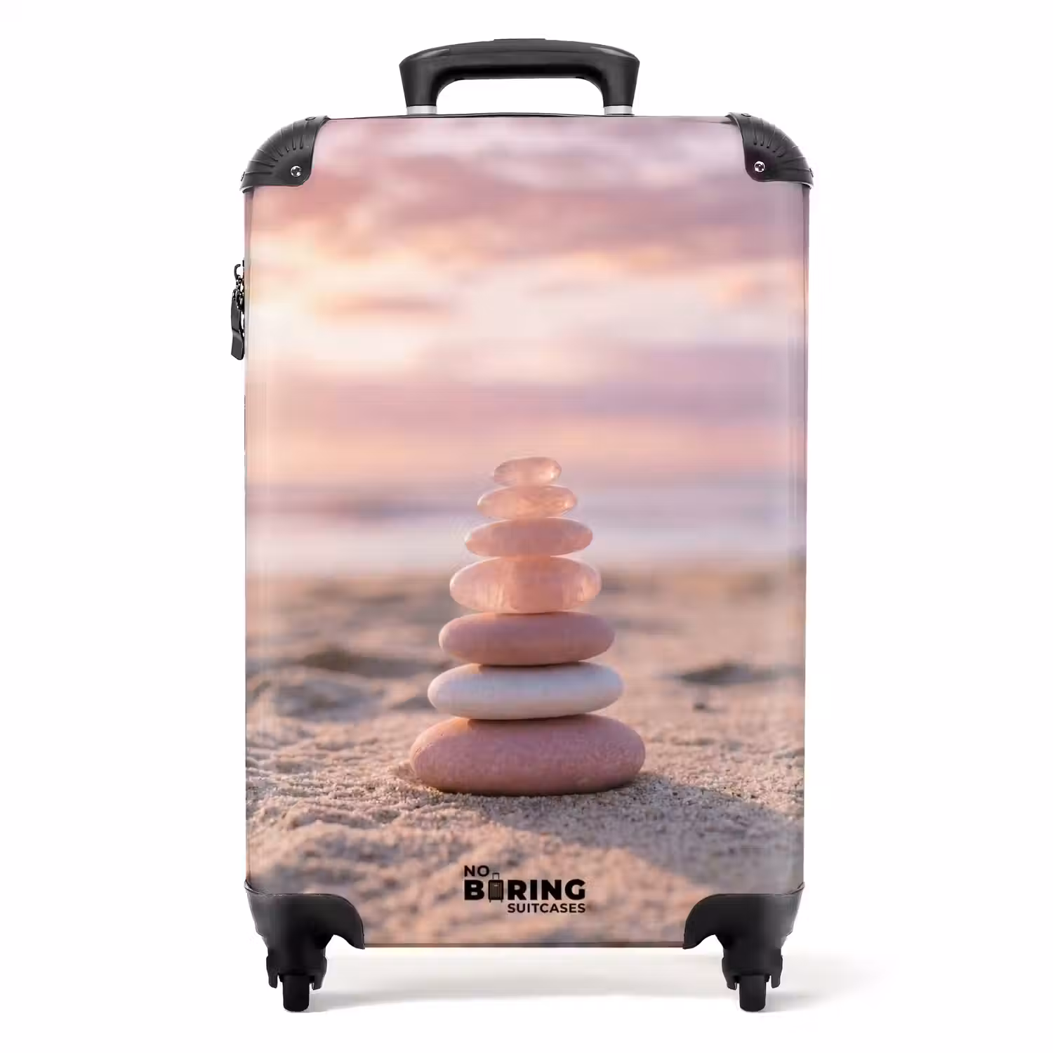Stenen - Zand - Roze NBS - Handbagage koffer - Volwassenen Unisex middel -productfoto_recht